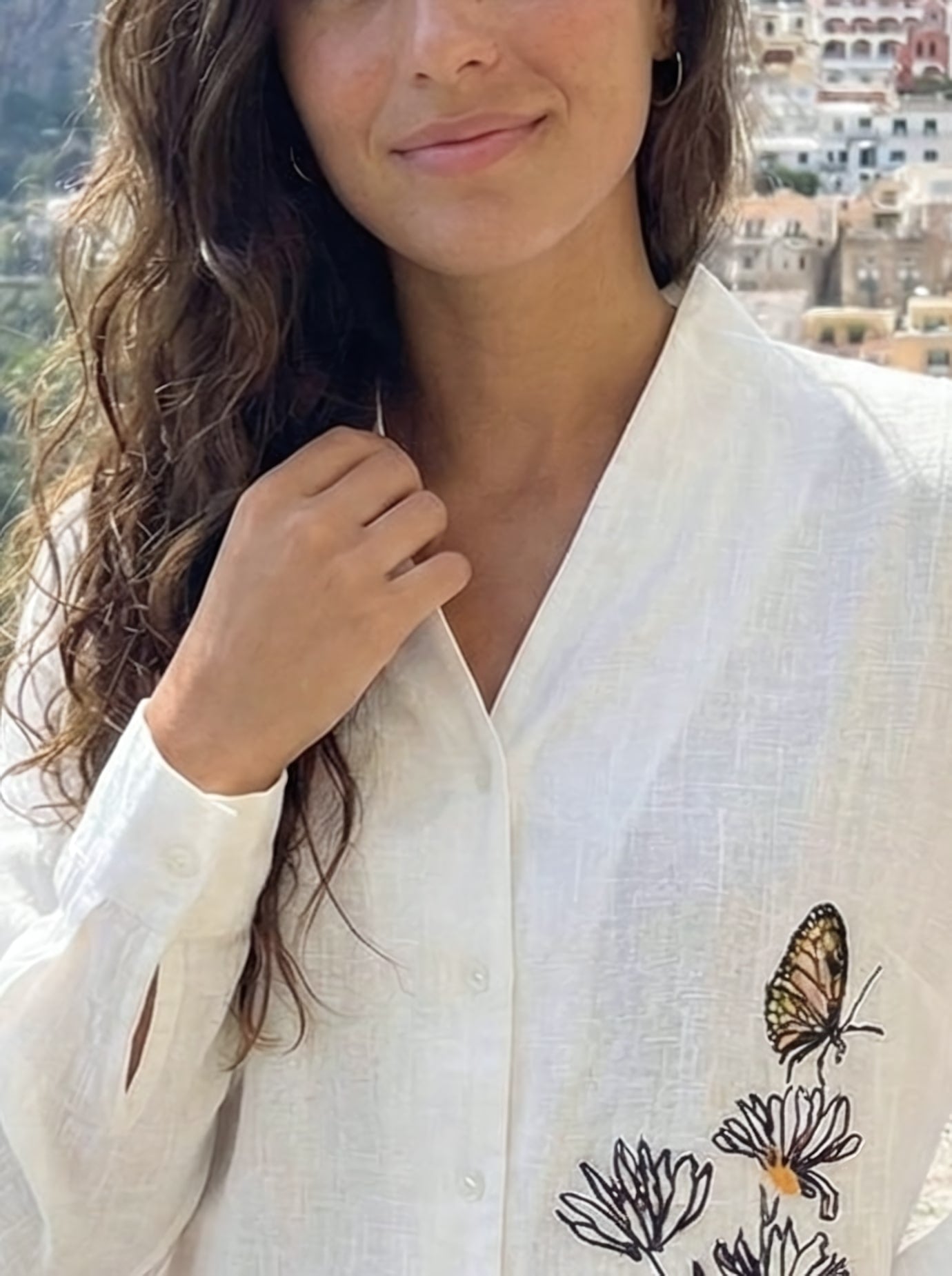 Butterfly Bloom: Embroidered Shirt