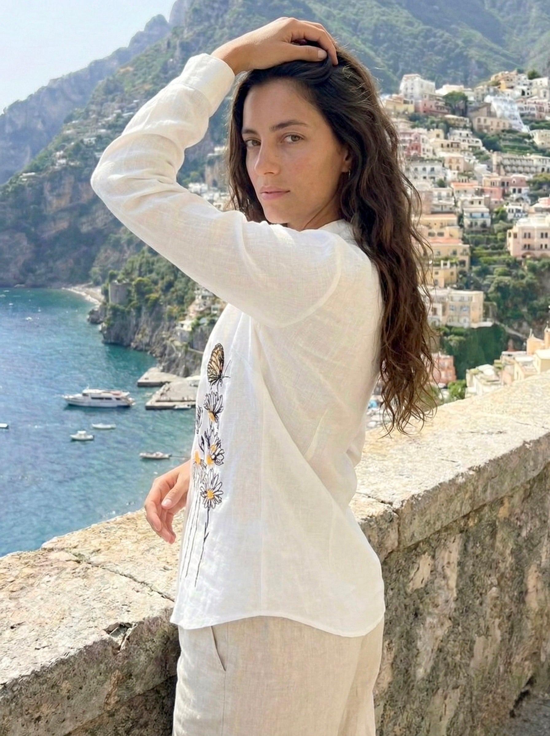 Butterfly Bloom: Embroidered Shirt