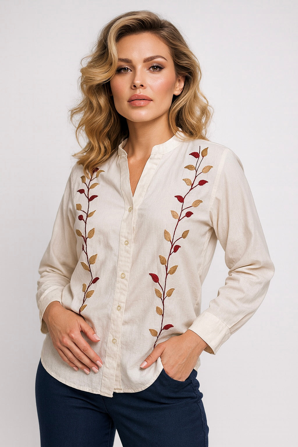 Autumn Vine: Embroidered Shirt (Make on Order)