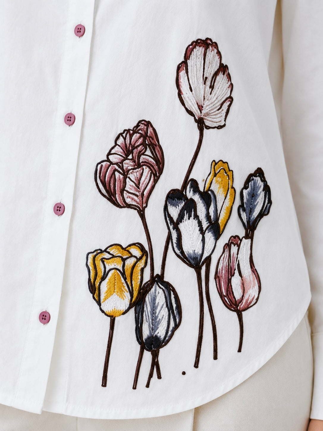 Meadow Bloom: Floral Embroidered Shirt
