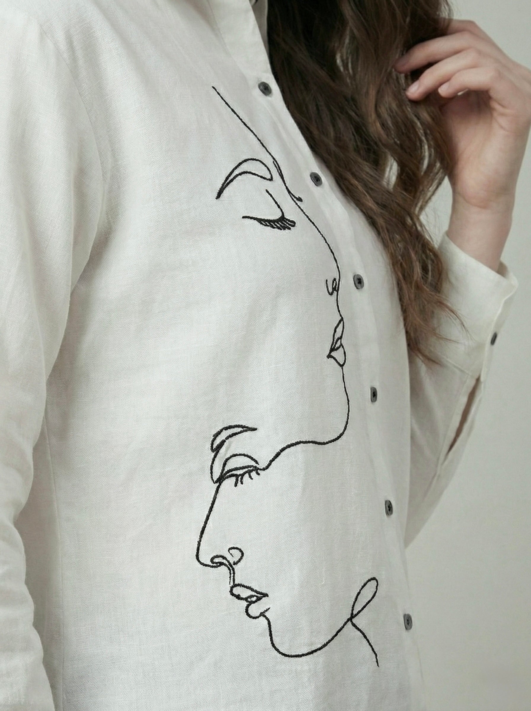 Face Forward: Line Art Embroidered Shirt