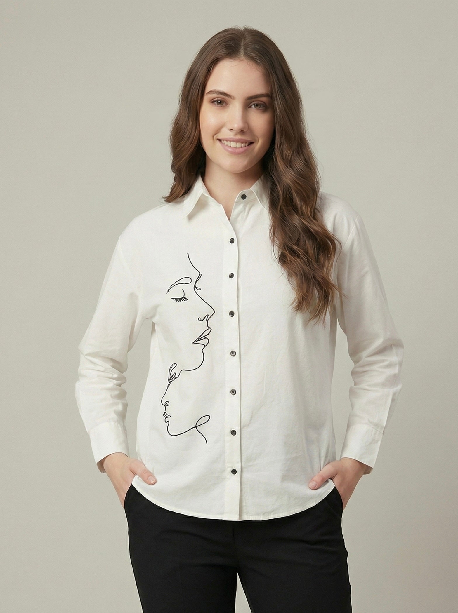Face Forward: Line Art Embroidered Shirt