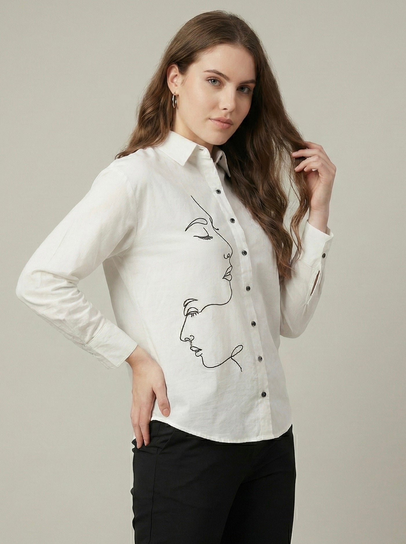 Face Forward: Line Art Embroidered Shirt