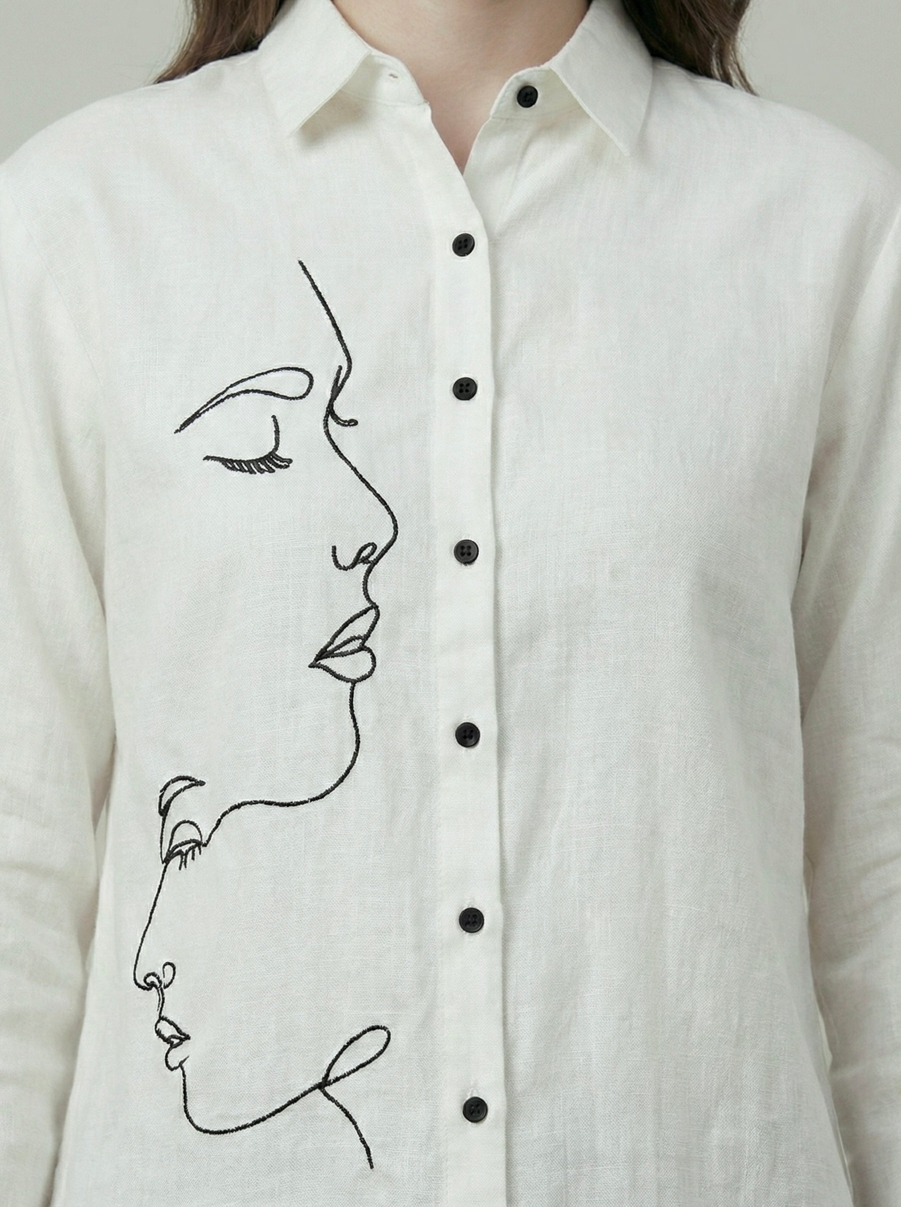 Face Forward: Line Art Embroidered Shirt