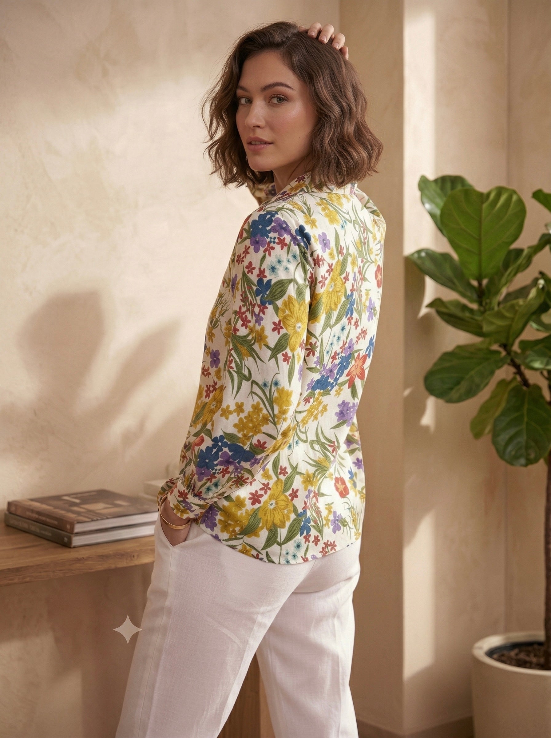 Sunbliss Bloom: Multicolor Floral Cotton Shirt