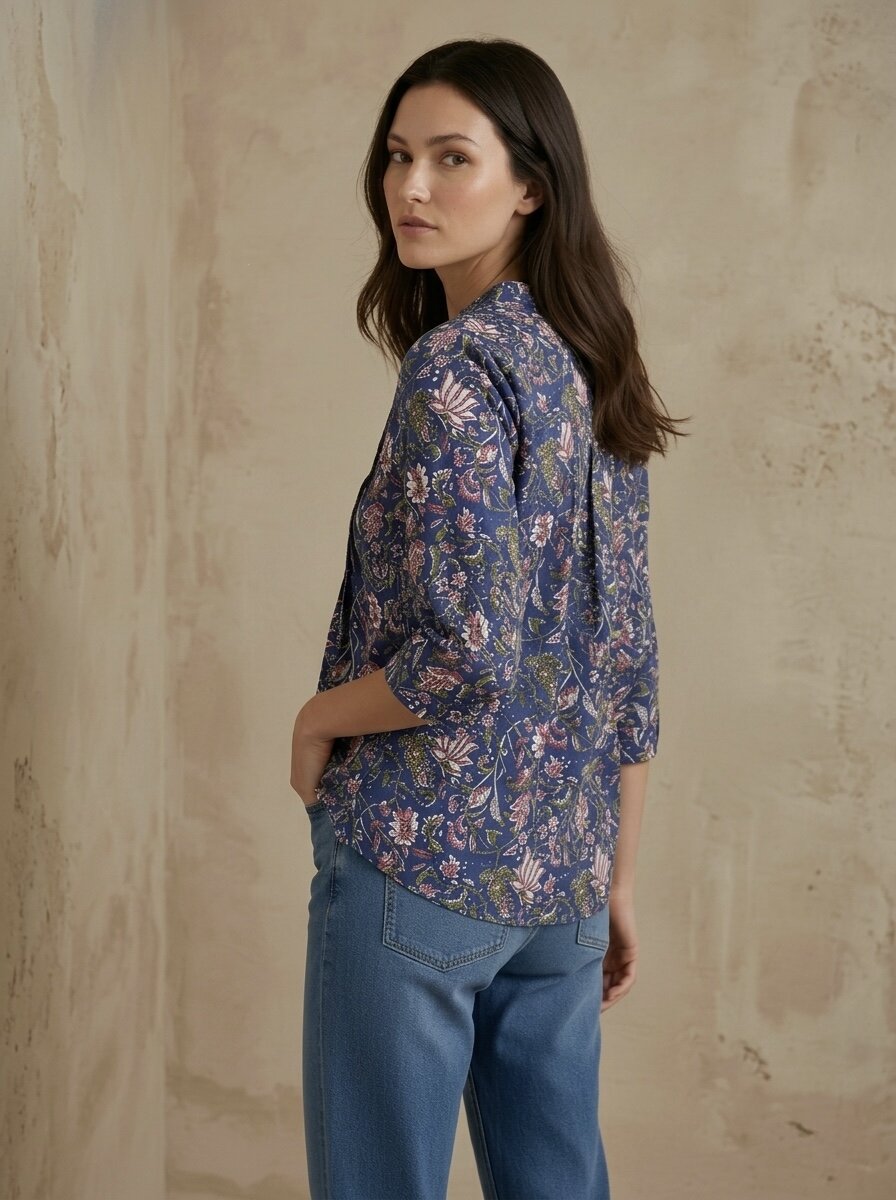 Midnight Garden: Pintuck Printed Shirt