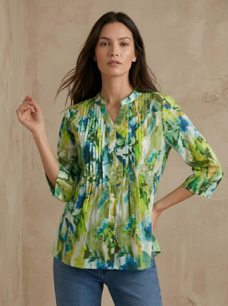 Neelvana: Watercolor Pintuck Shirt