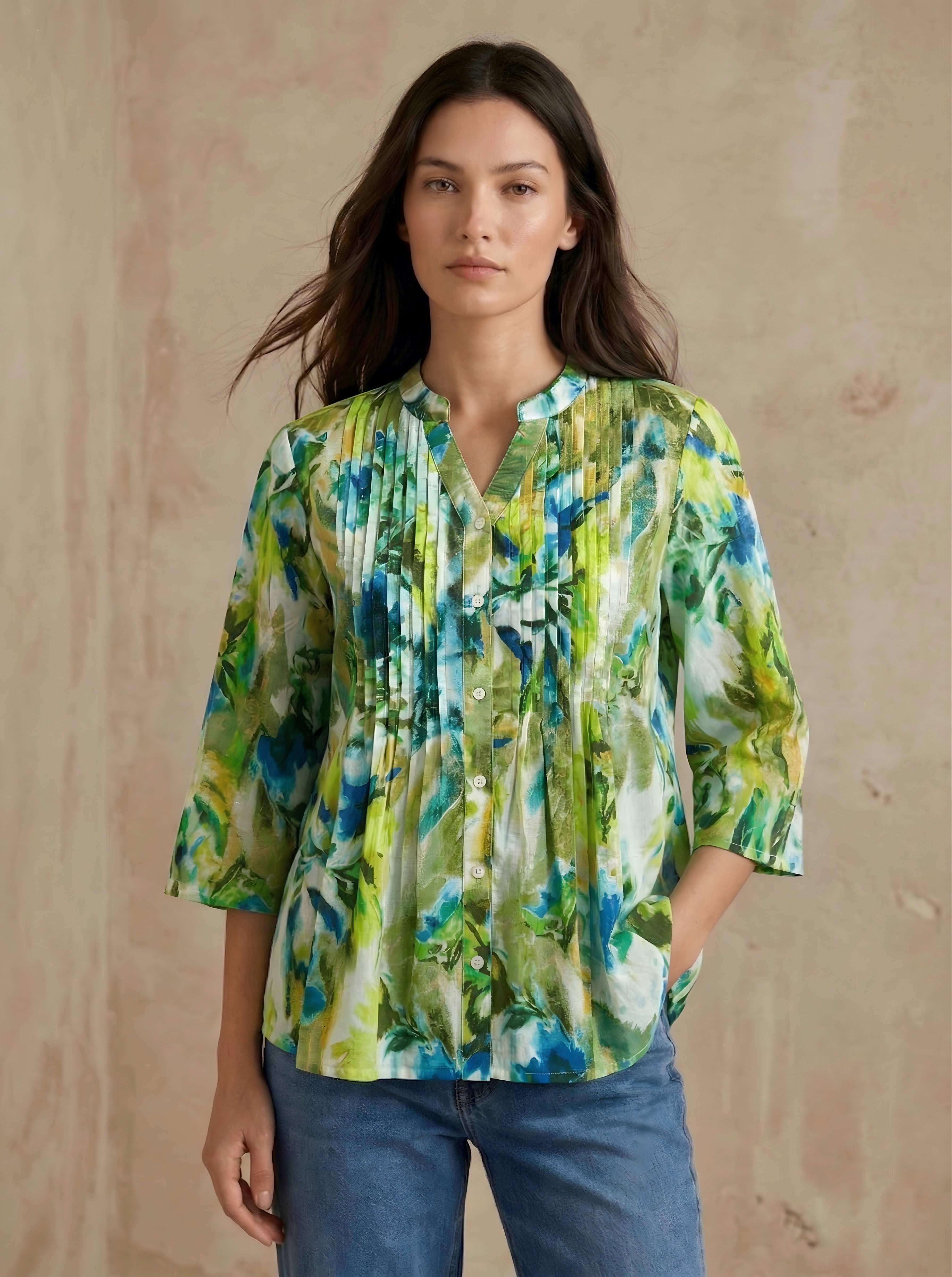 Neelvana: Watercolor Pintuck Shirt
