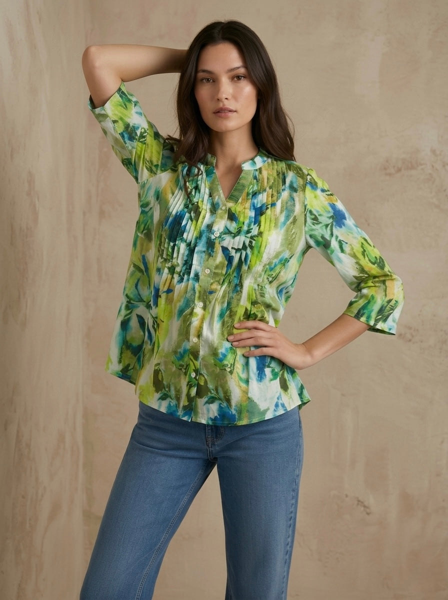 Neelvana: Watercolor Pintuck Shirt