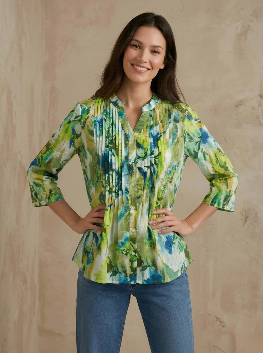 Neelvana: Watercolor Pintuck Shirt