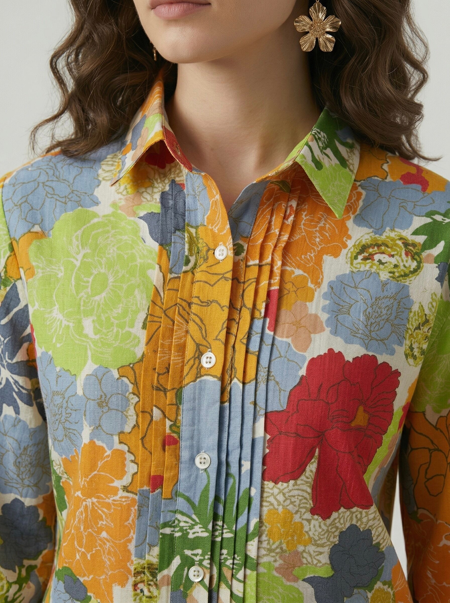 Carnival Bloom: Pintuck Floral Shirt