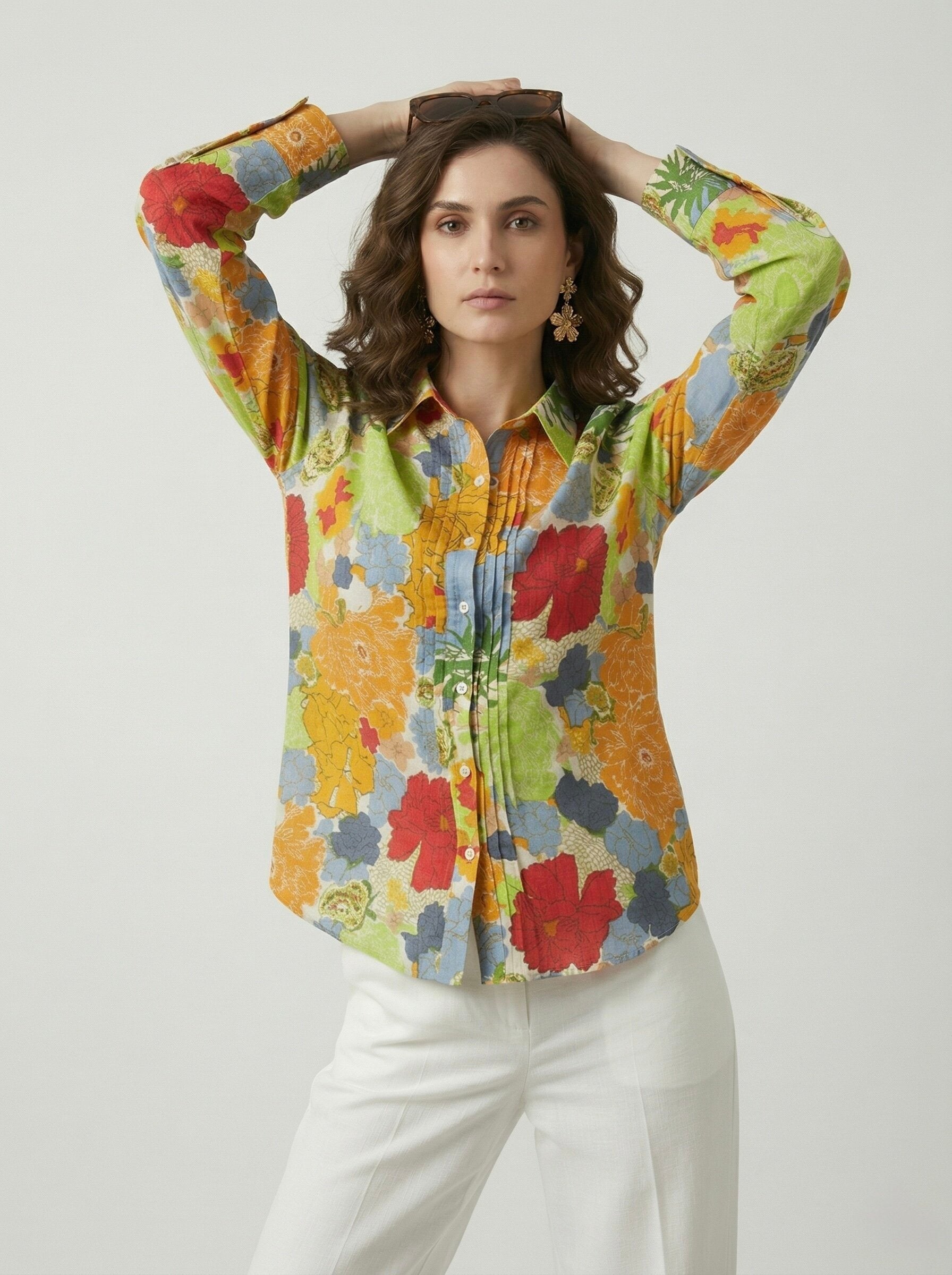 Carnival Bloom: Pintuck Floral Shirt