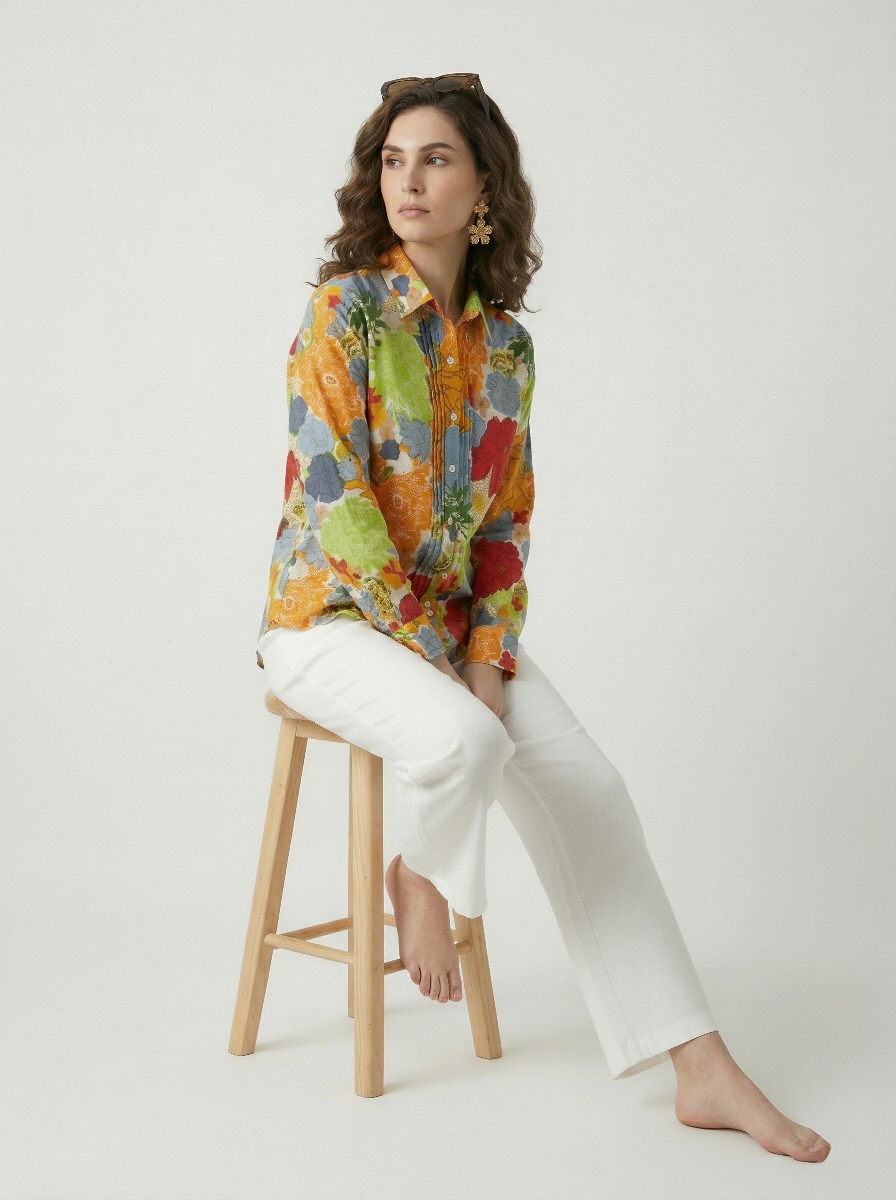 Carnival Bloom: Pintuck Floral Shirt