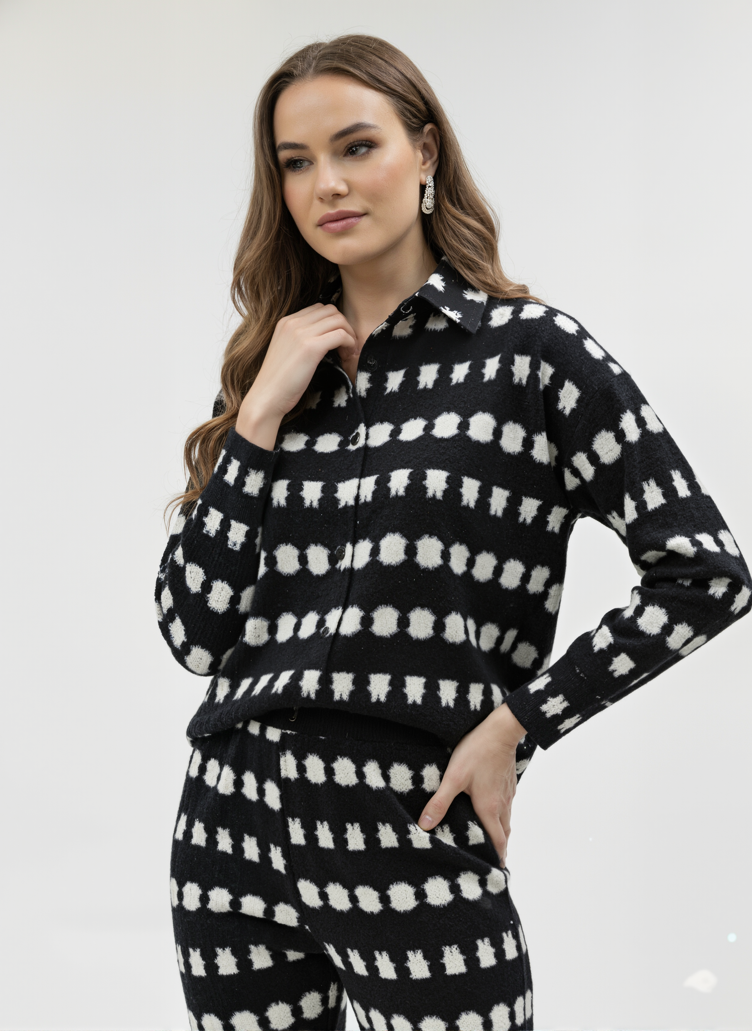 Ink Echo: Monochrome Brushstroke Co-ord Set