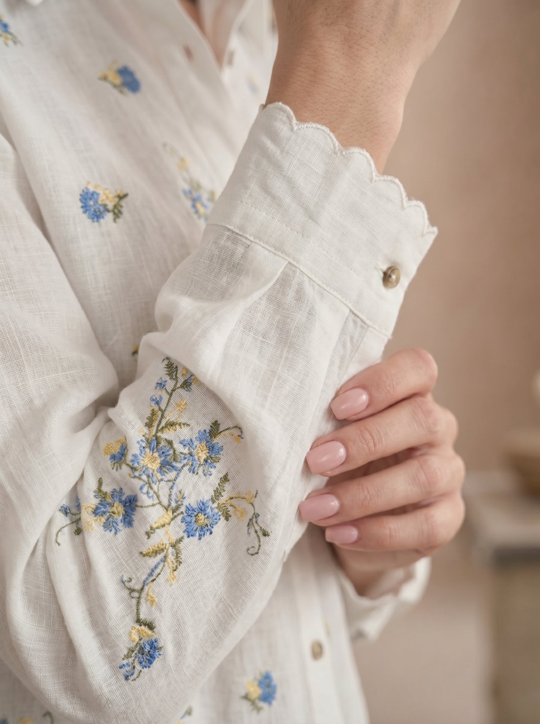 Bluebell Grace: Embroidered Cotton Shirt