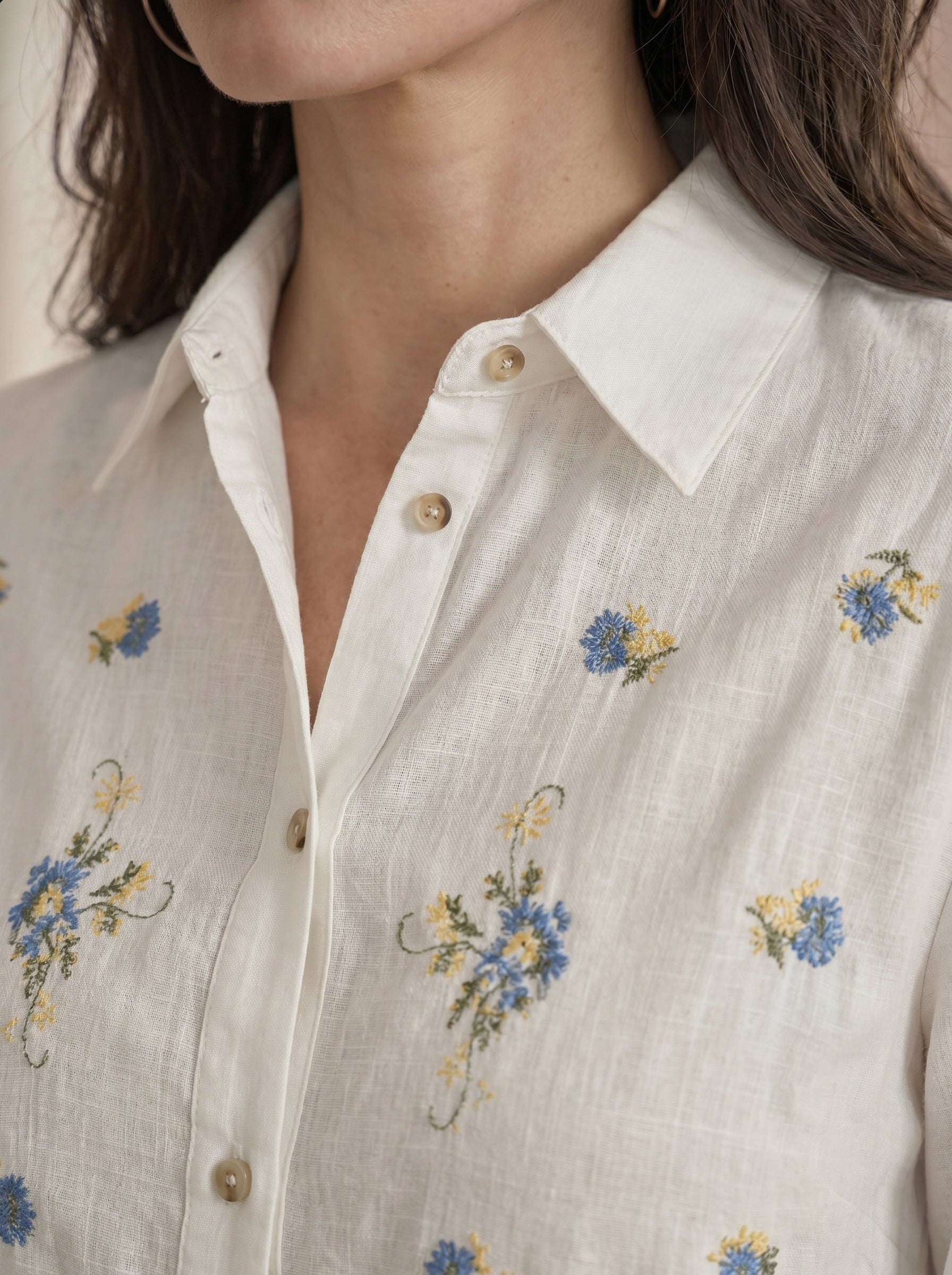 Bluebell Grace: Embroidered Cotton Shirt