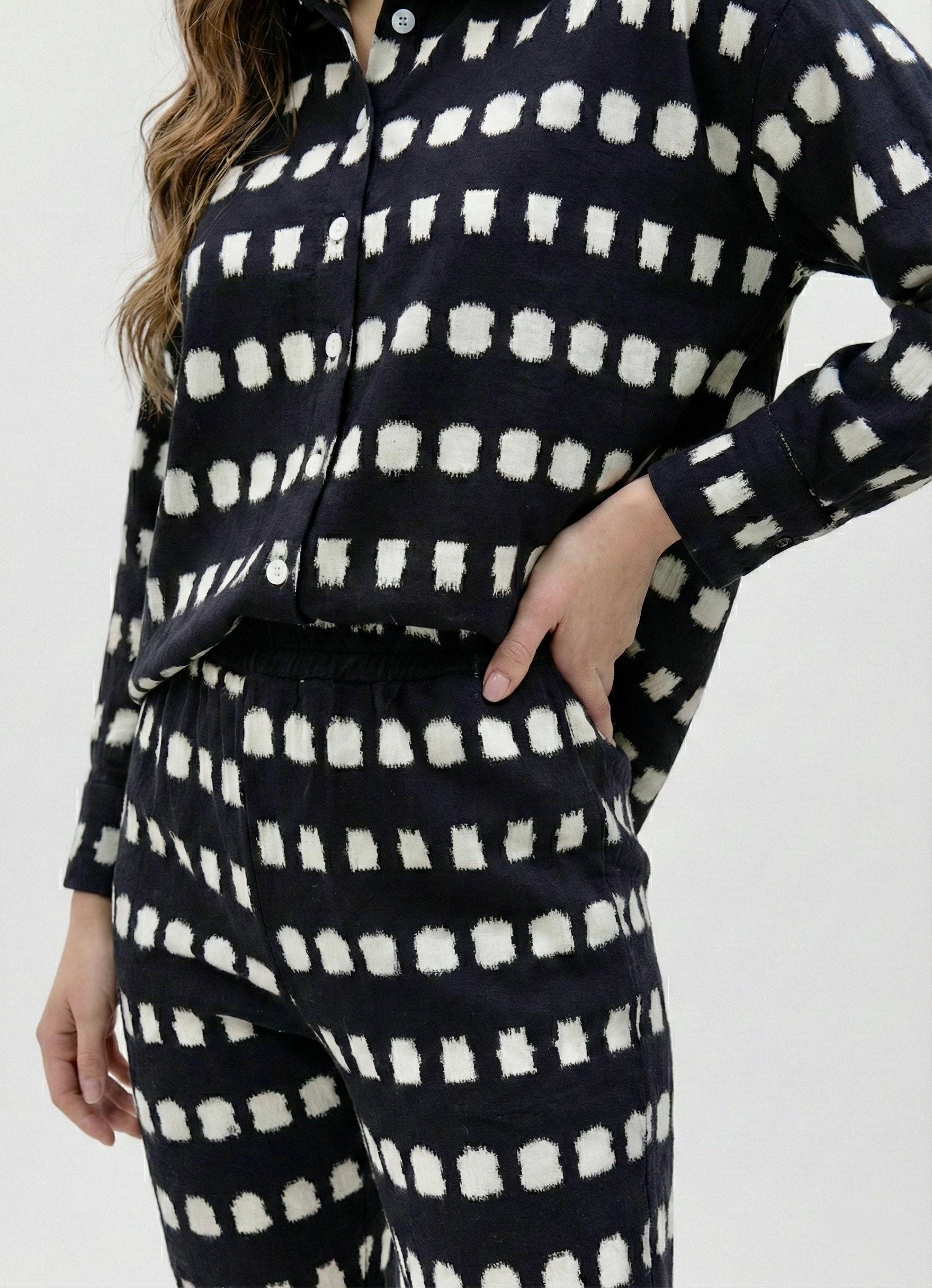 Ink Echo: Monochrome Brushstroke Co-ord Set