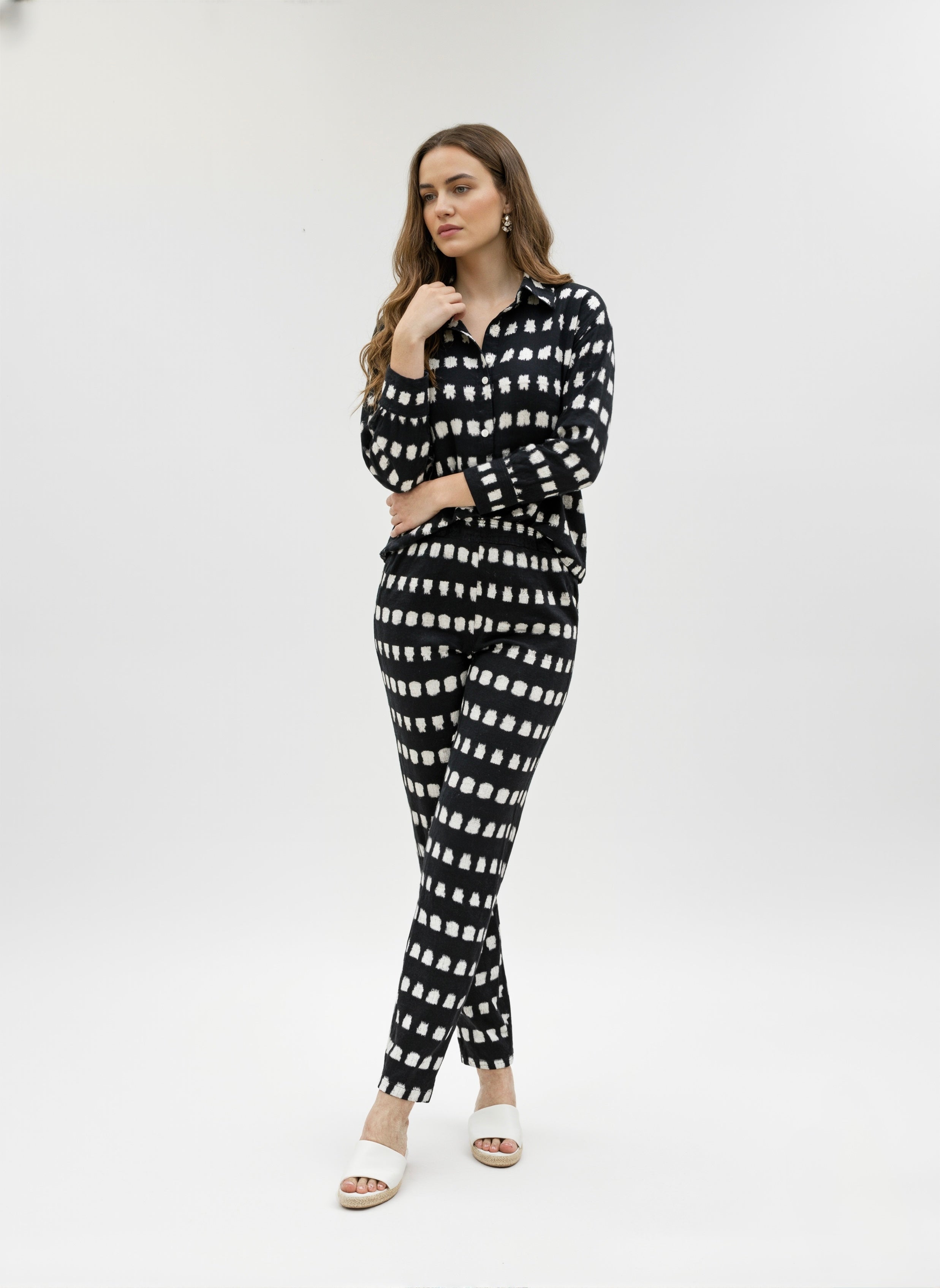 Ink Echo: Monochrome Brushstroke Co-ord Set