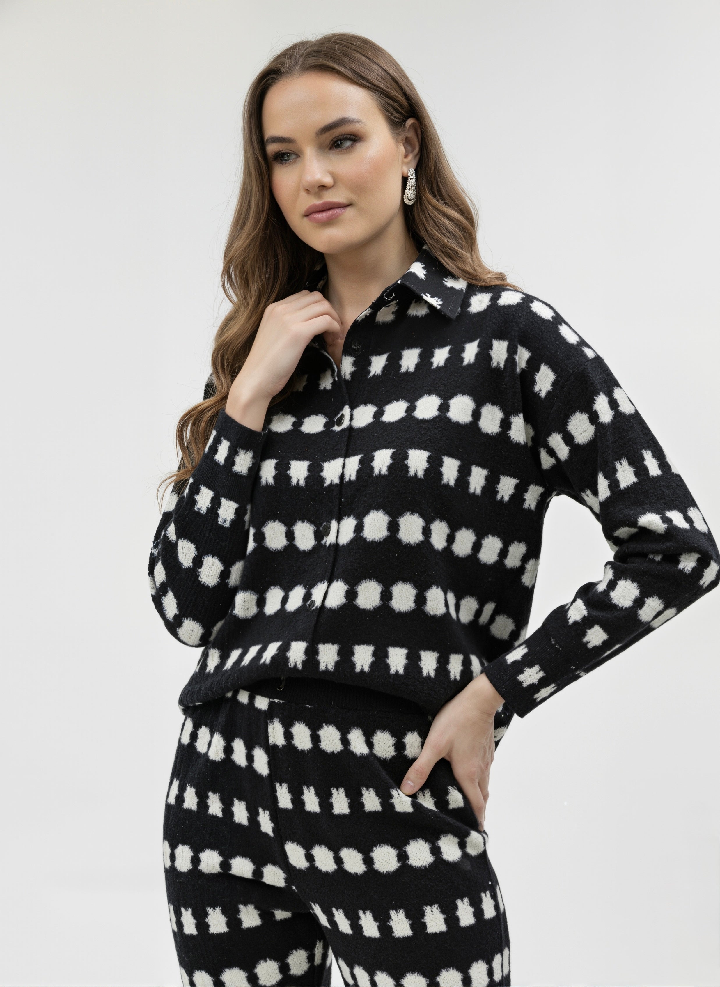 Ink Echo: Monochrome Brushstroke Co-ord Set