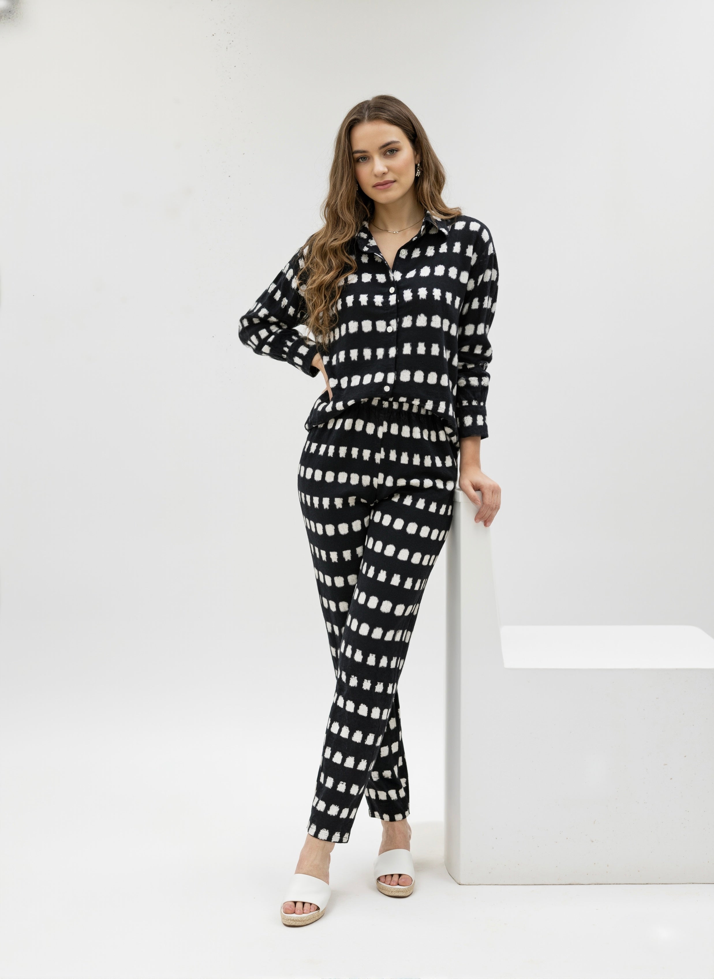 Ink Echo: Monochrome Brushstroke Co-ord Set