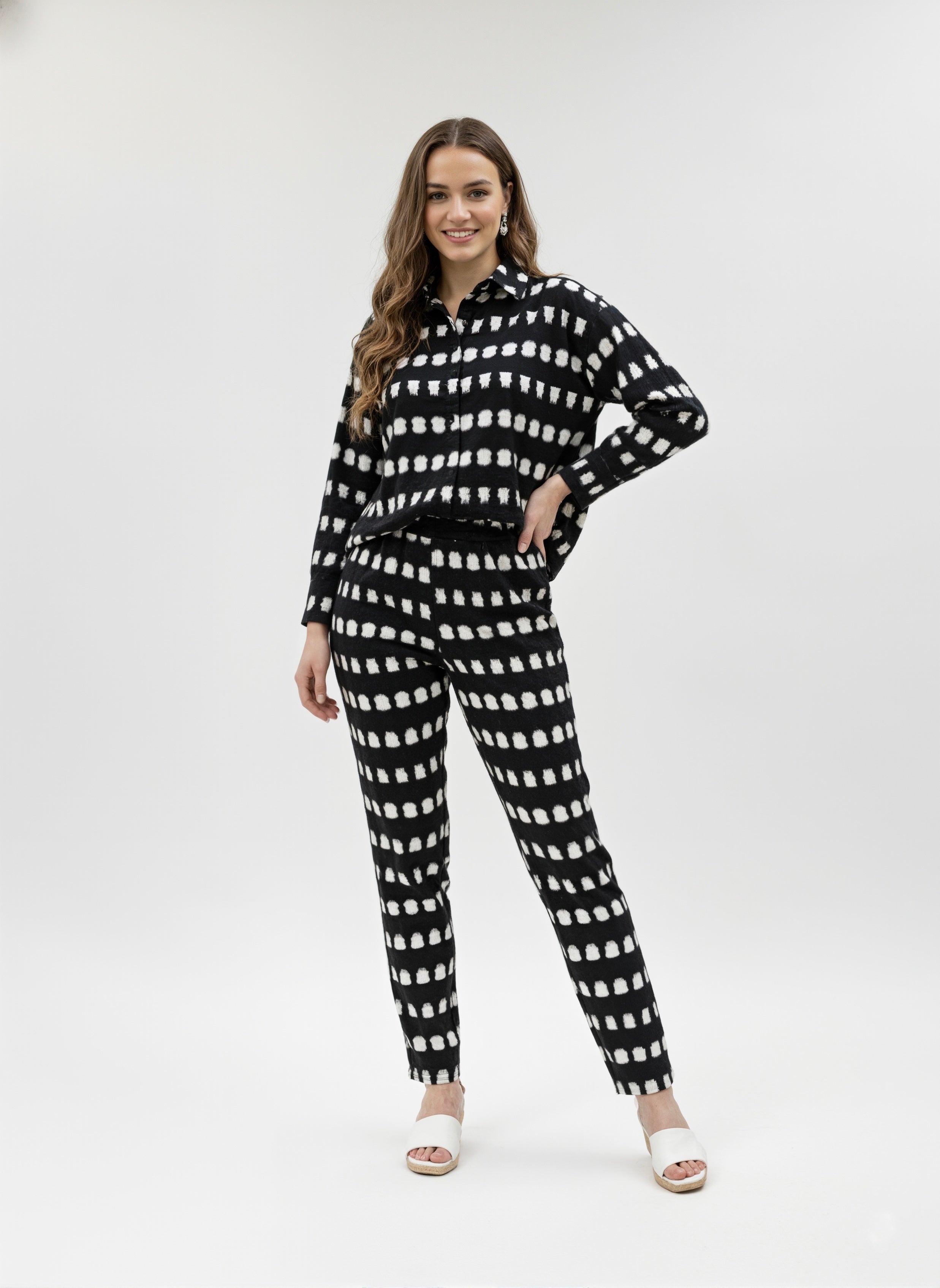 Ink Echo: Monochrome Brushstroke Co-ord Set