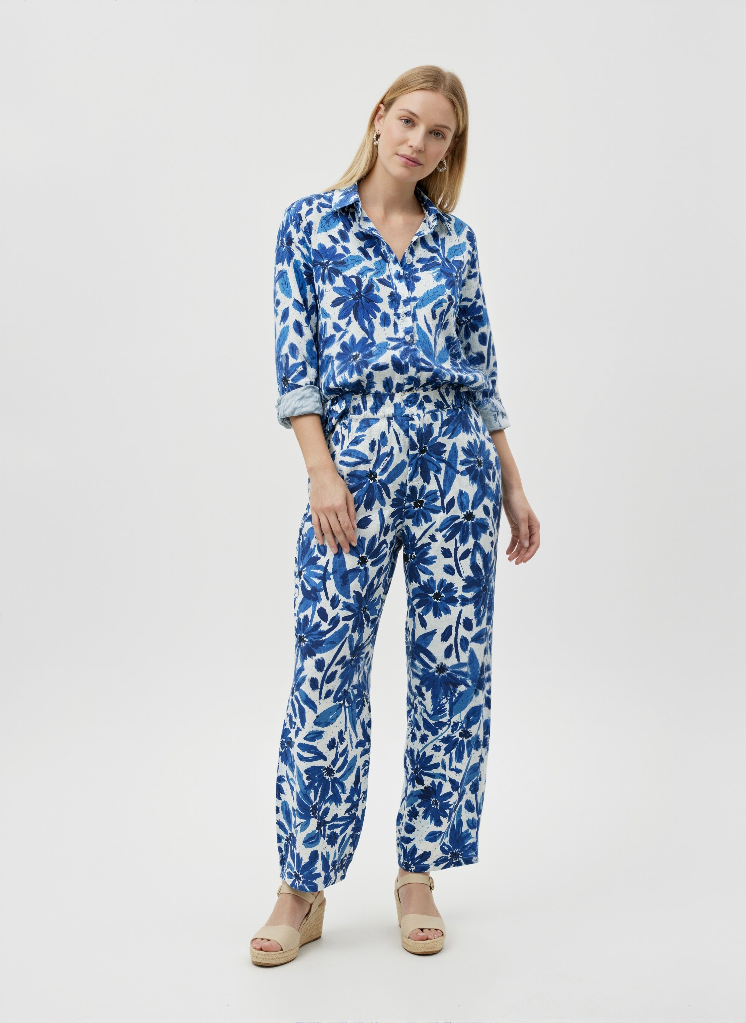 Azure Bloom: Indigo Garden Co-ord Set