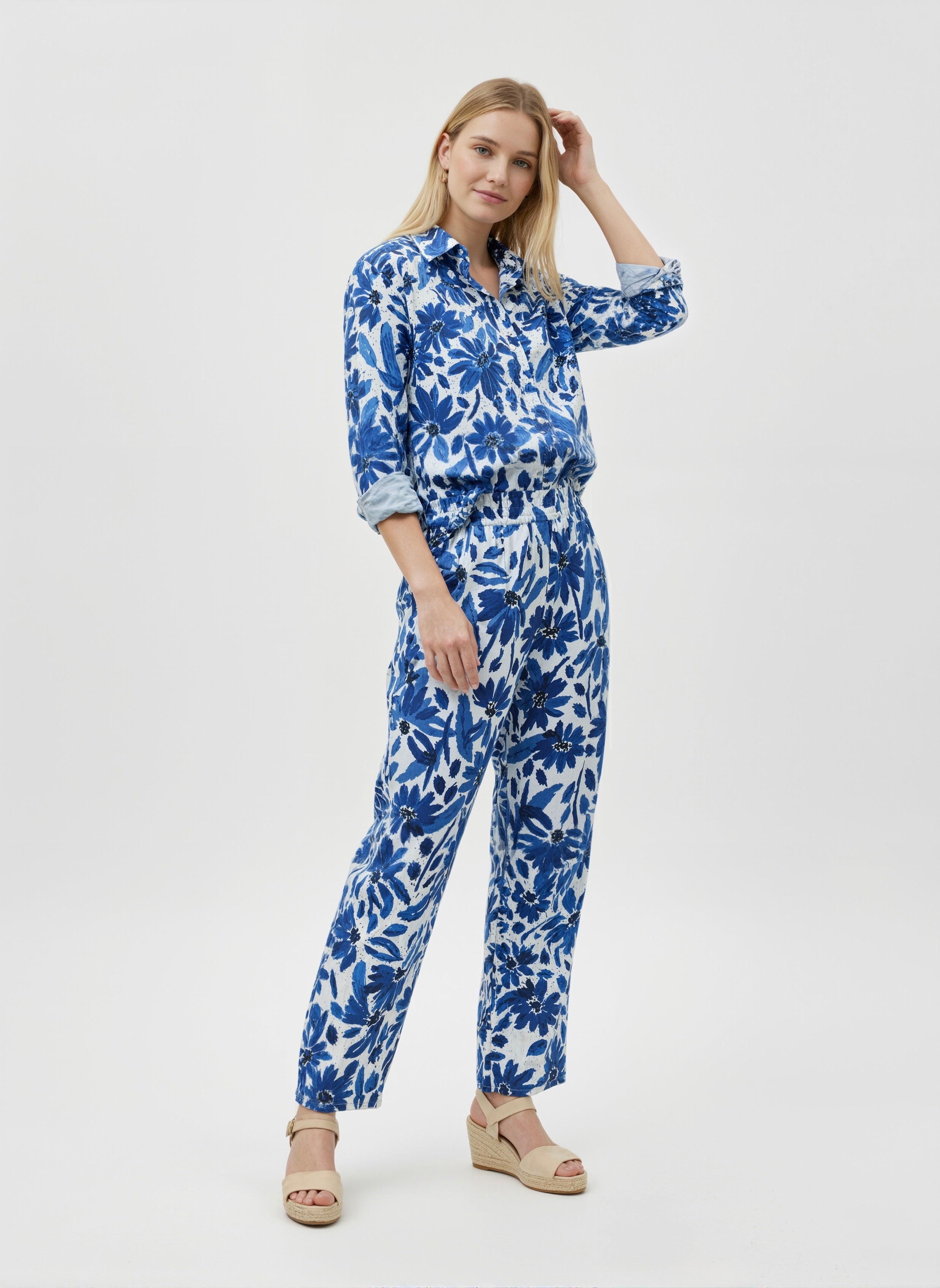 Azure Bloom: Indigo Garden Co-ord Set