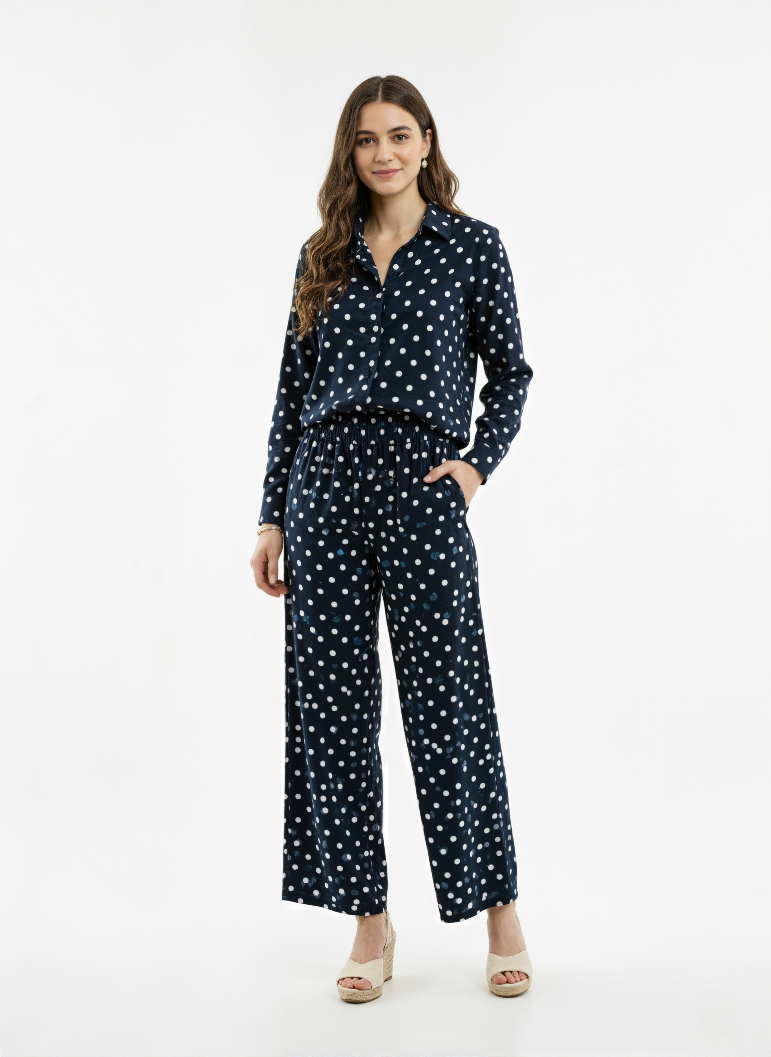 Indigo Mist: Polka Dot Co-ord Set