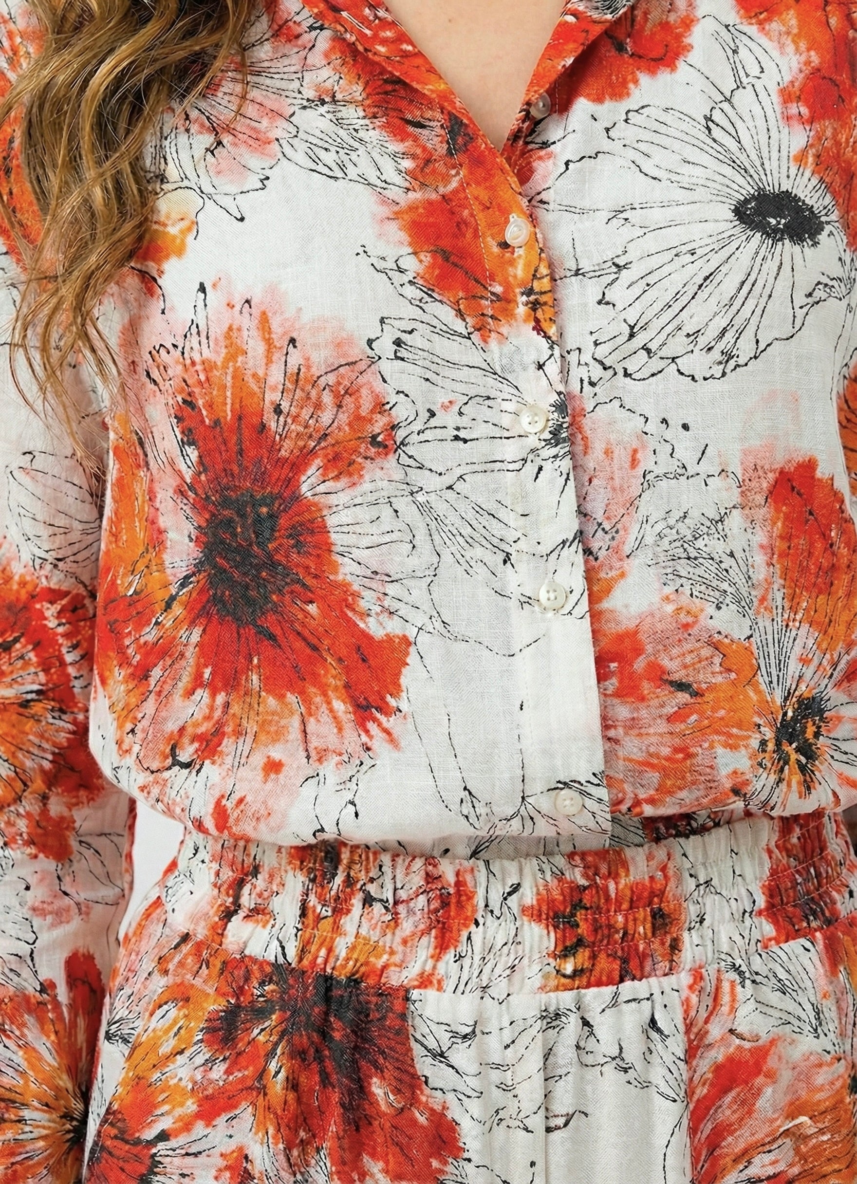 Poppy Bloom: Red Floral Cotton Co-ord Set