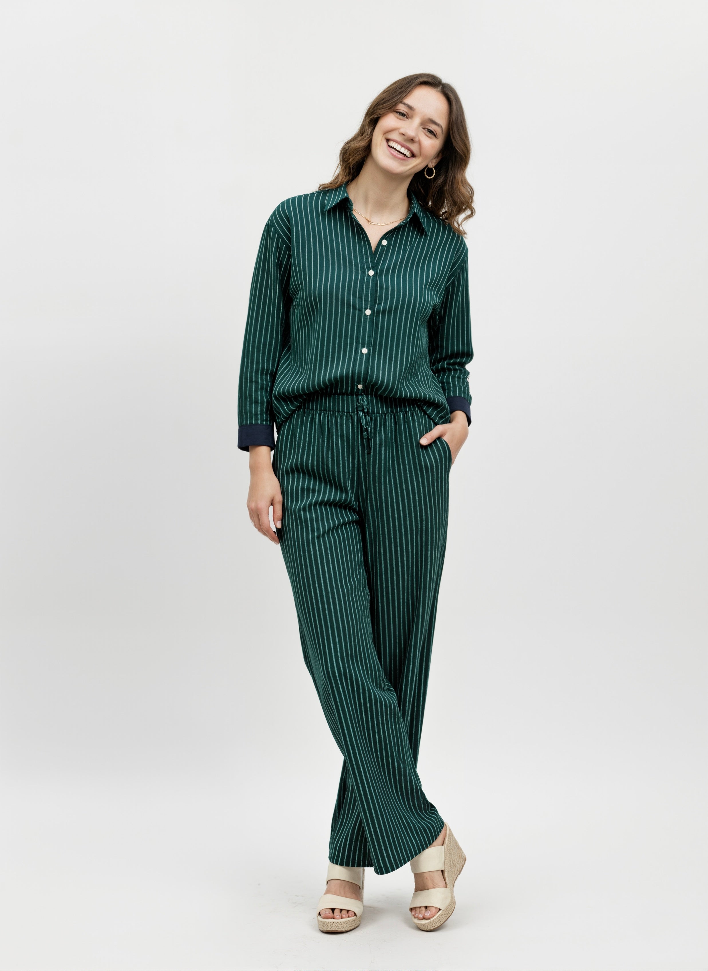 Verdant Flow: Striped Co-ord Set