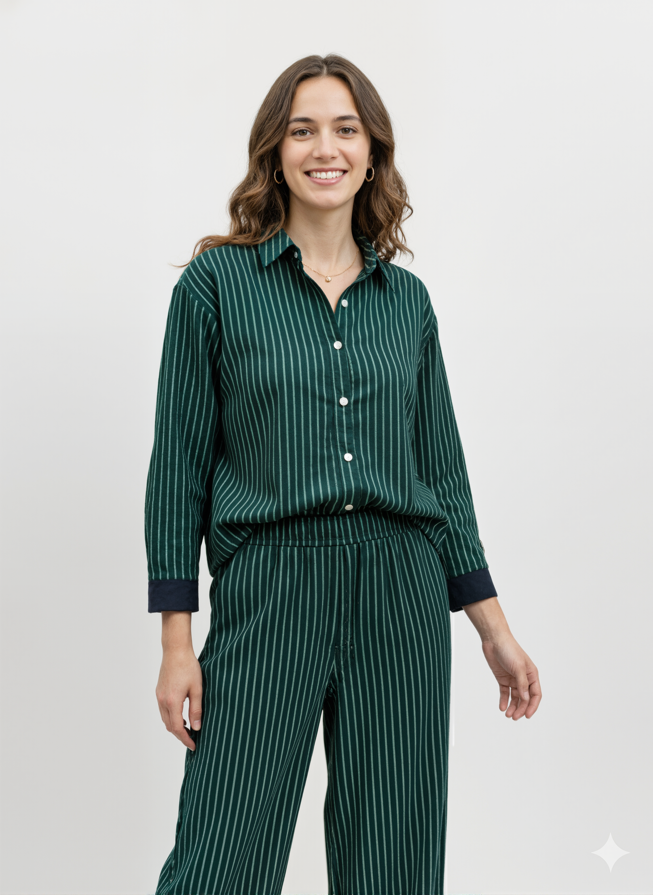 Verdant Flow: Striped Co-ord Set
