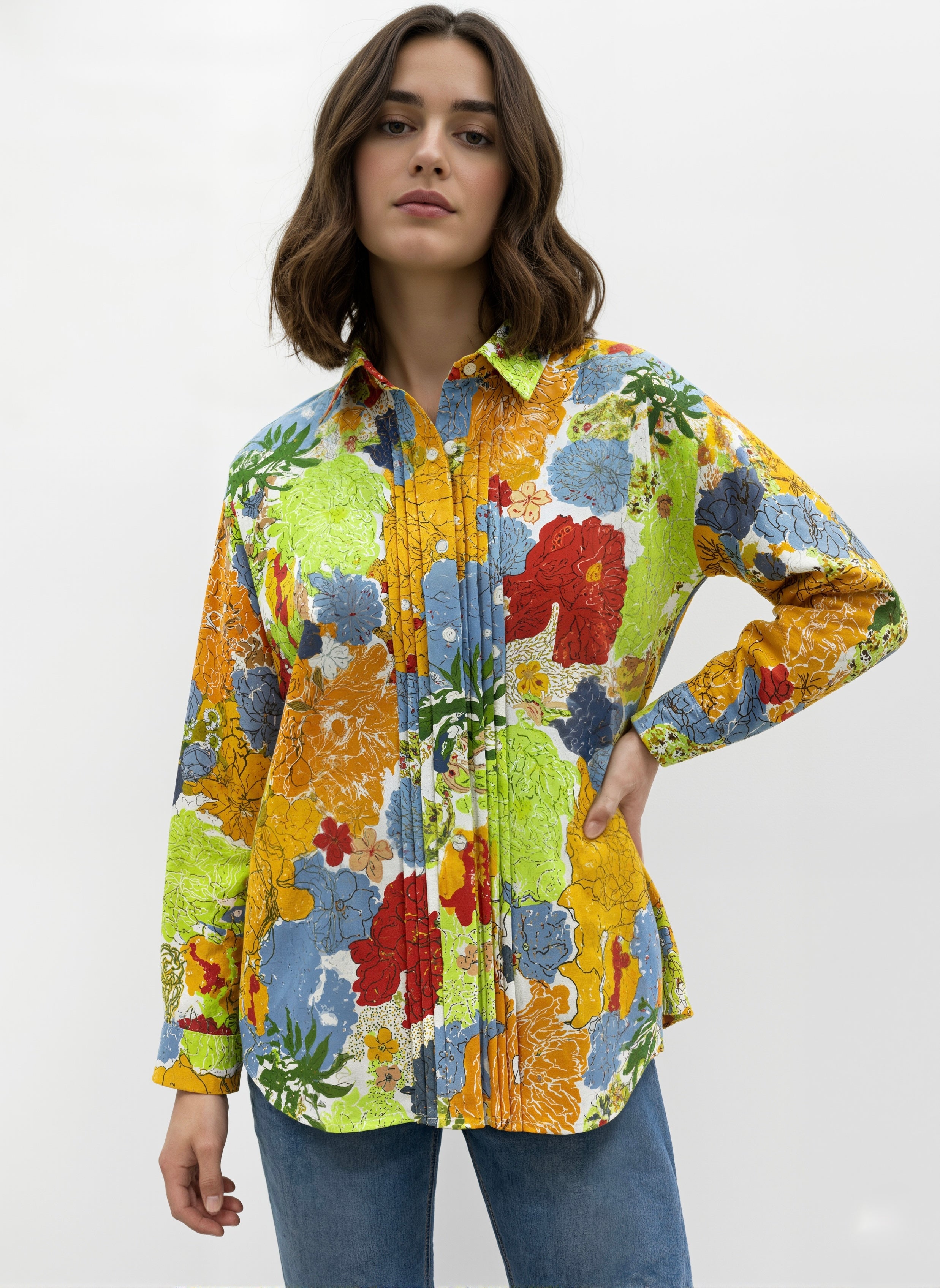 Carnival Bloom: Pintuck Floral Shirt