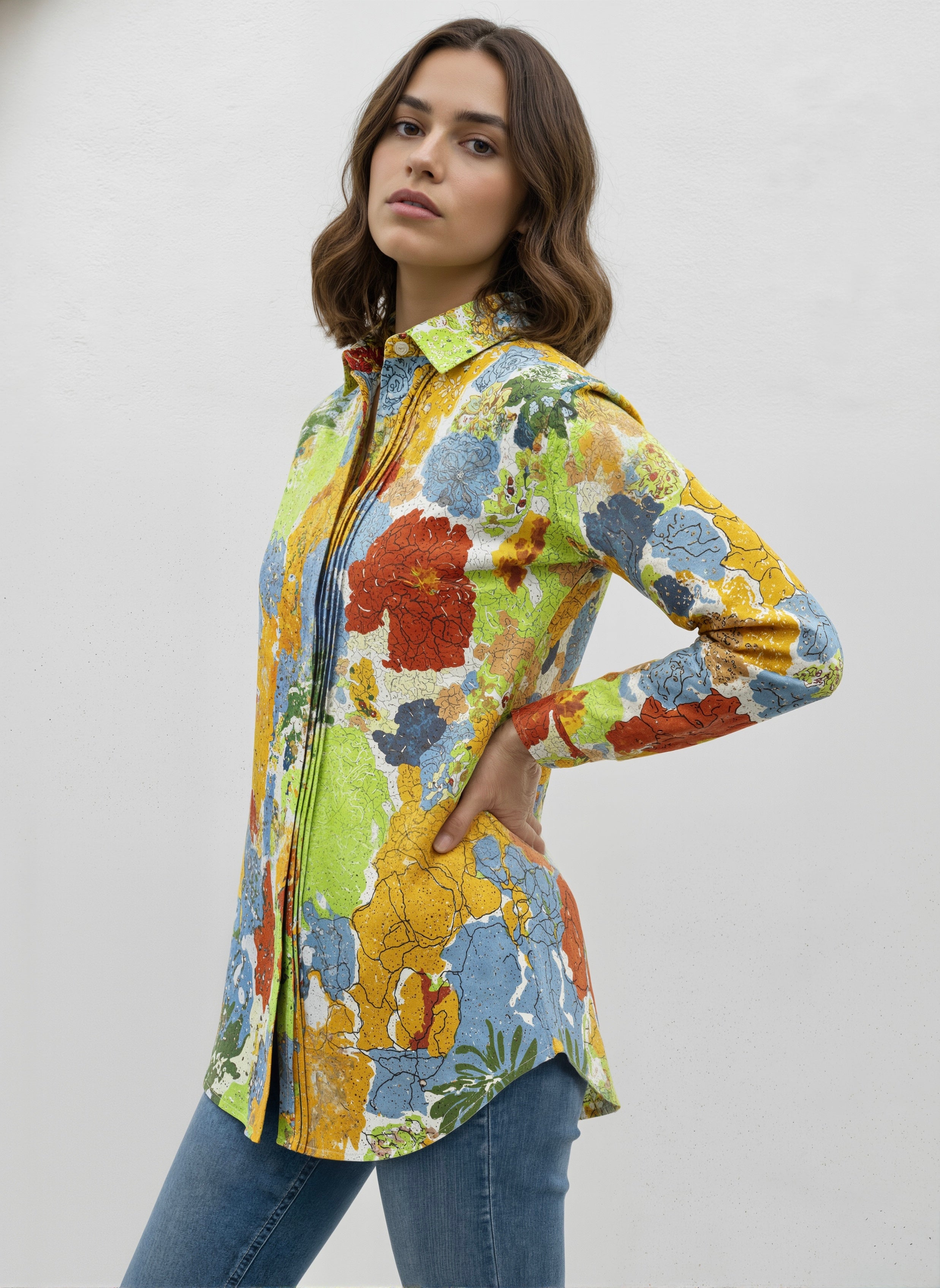 Carnival Bloom: Pintuck Floral Shirt