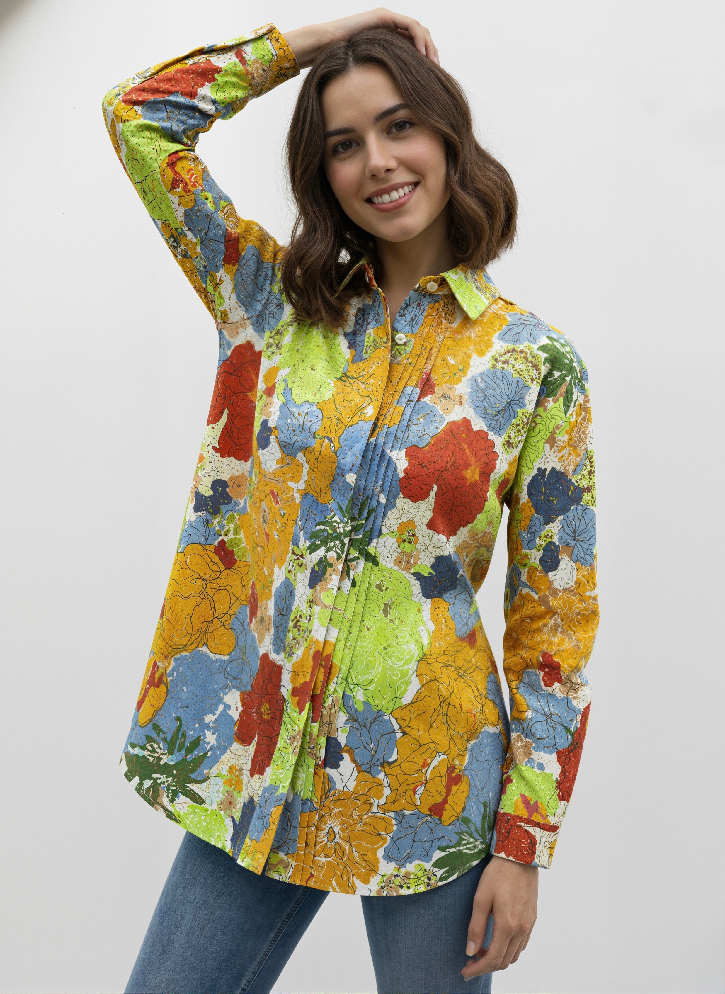 Carnival Bloom: Pintuck Floral Shirt