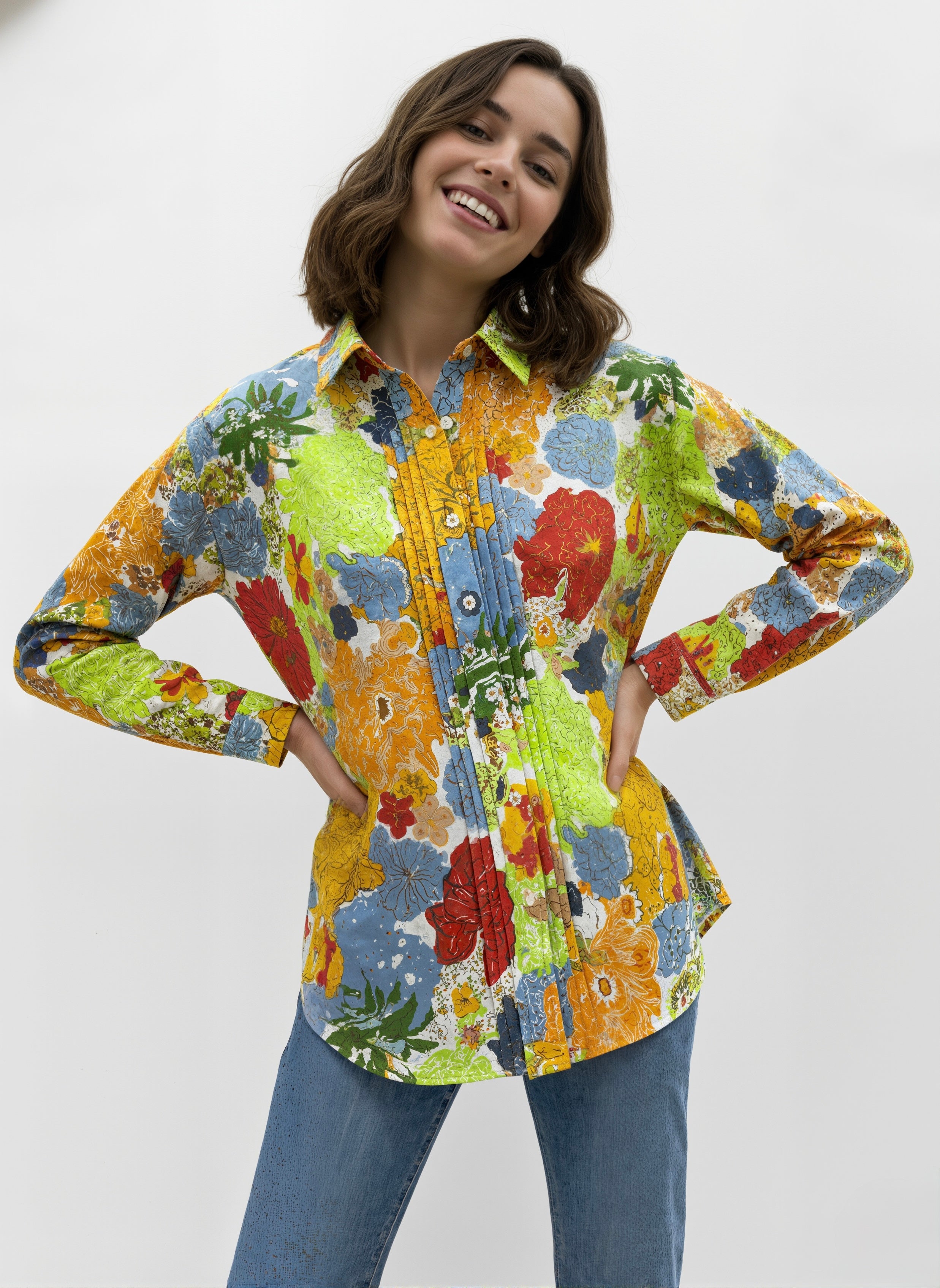 Carnival Bloom: Pintuck Floral Shirt