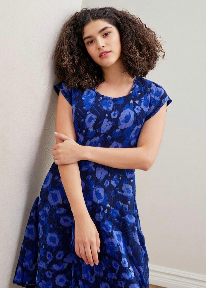 Solace A-Line Midi Dress Blue