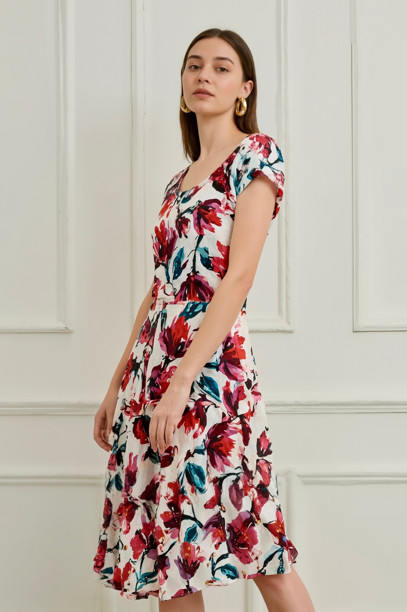 Solace A-Line Midi Dress Red
