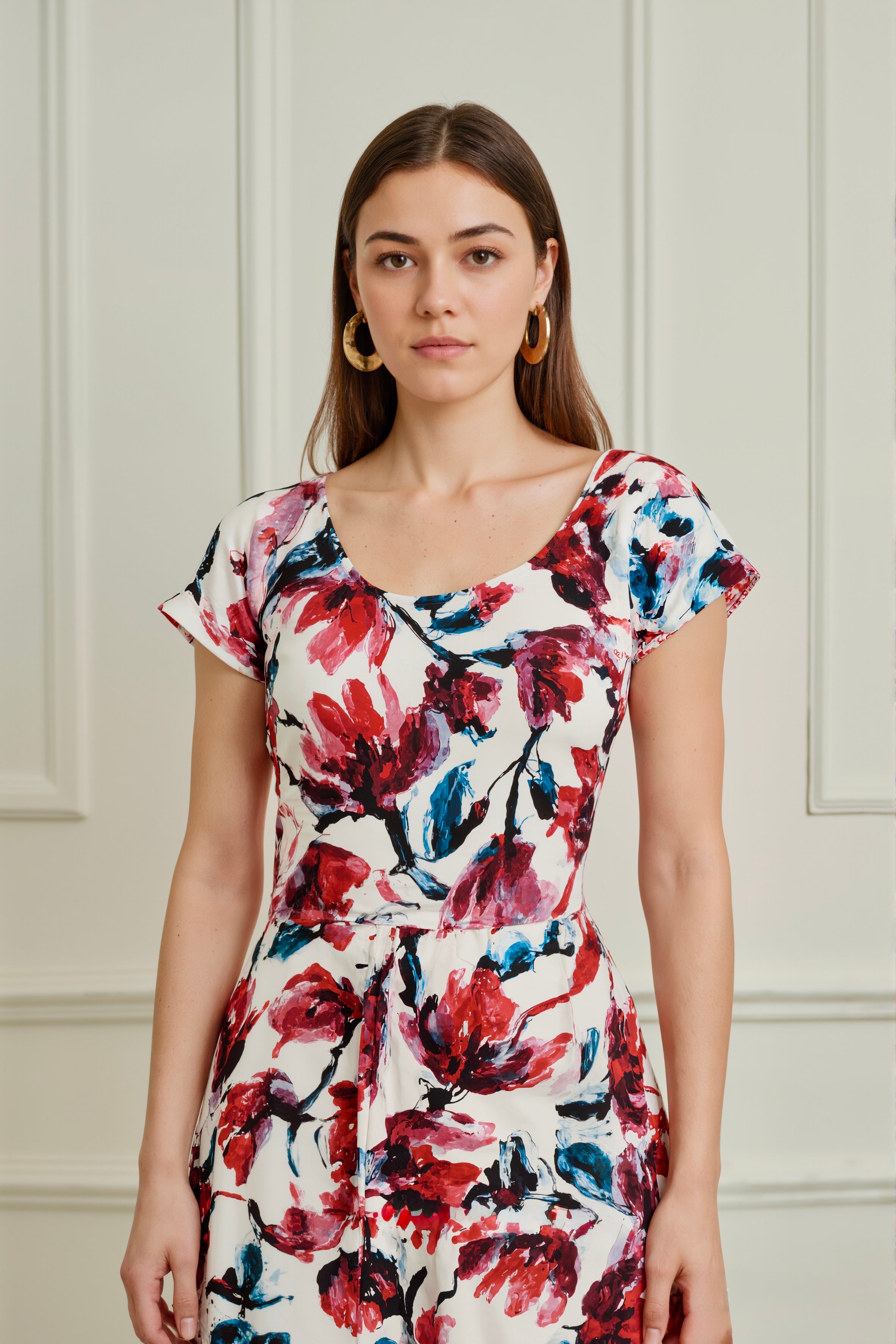 Solace A-Line Midi Dress Red