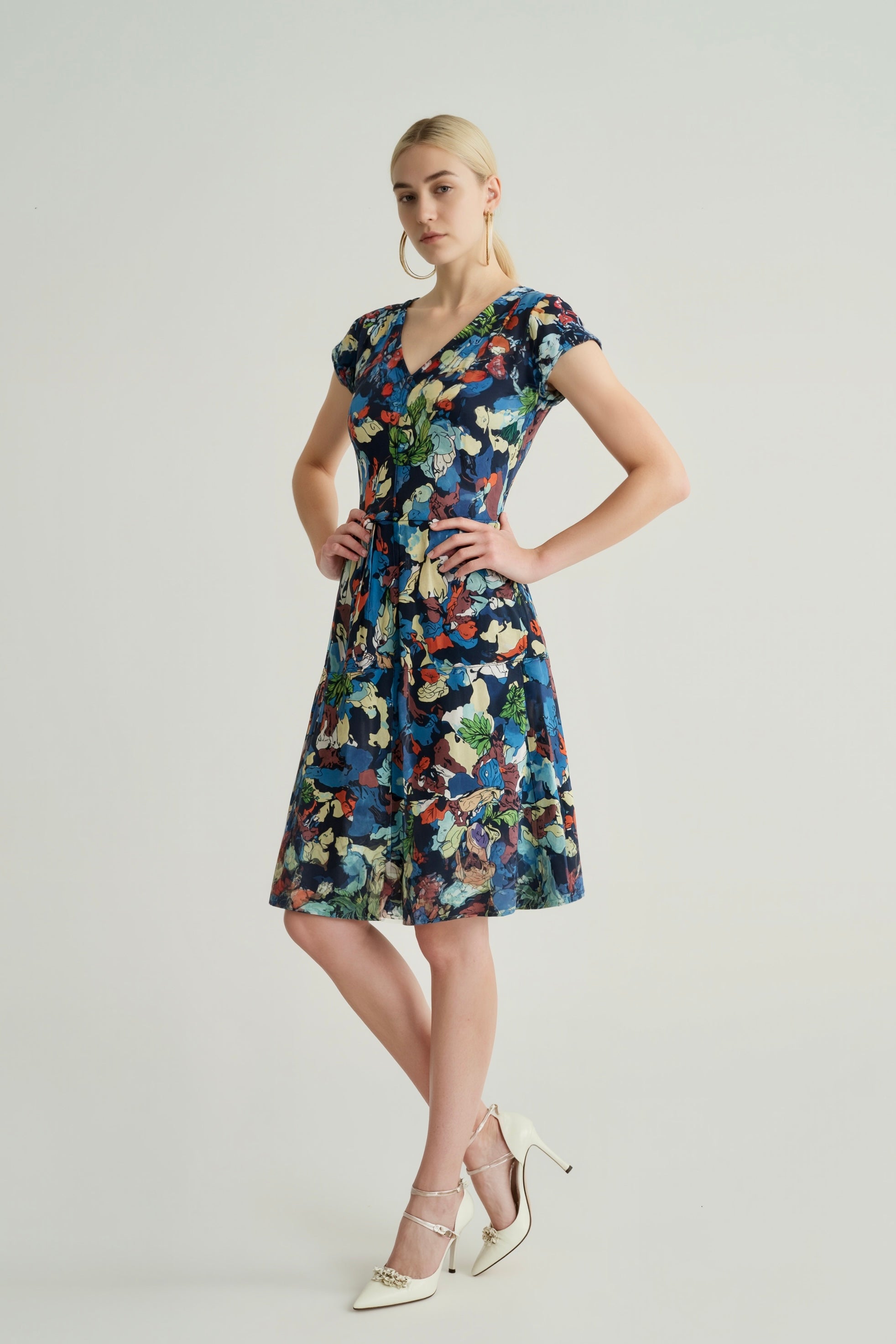 Petal Forest V-Neck Tiered Dress