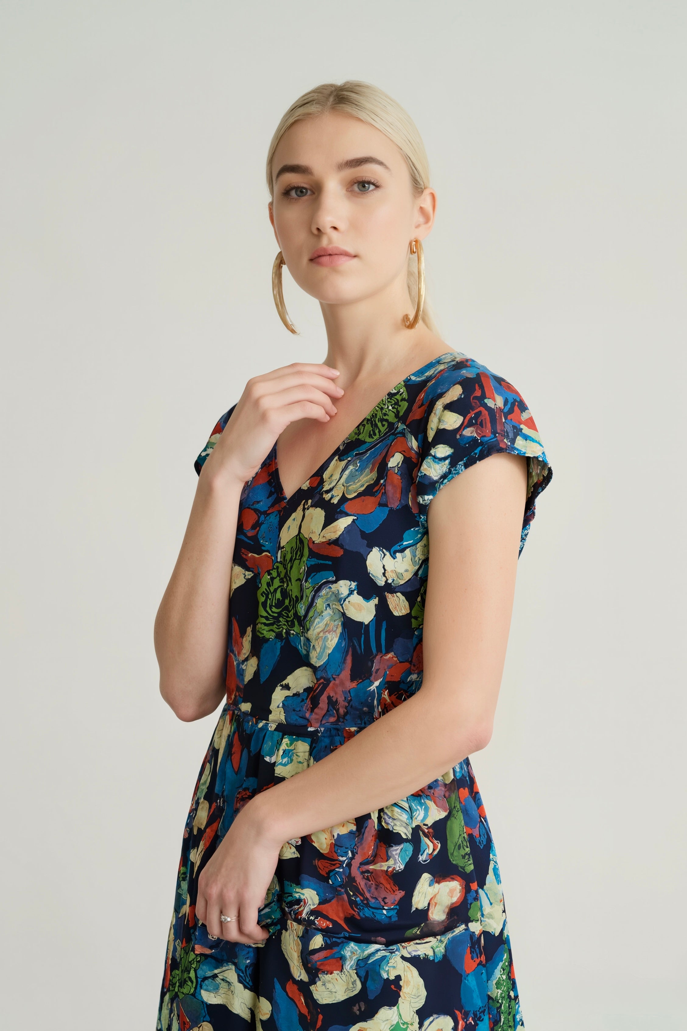 Petal Forest V-Neck Tiered Dress