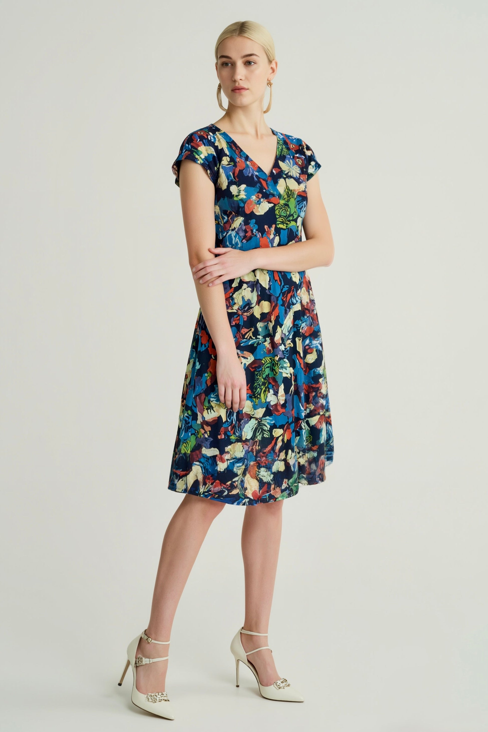 Petal Forest V-Neck Tiered Dress