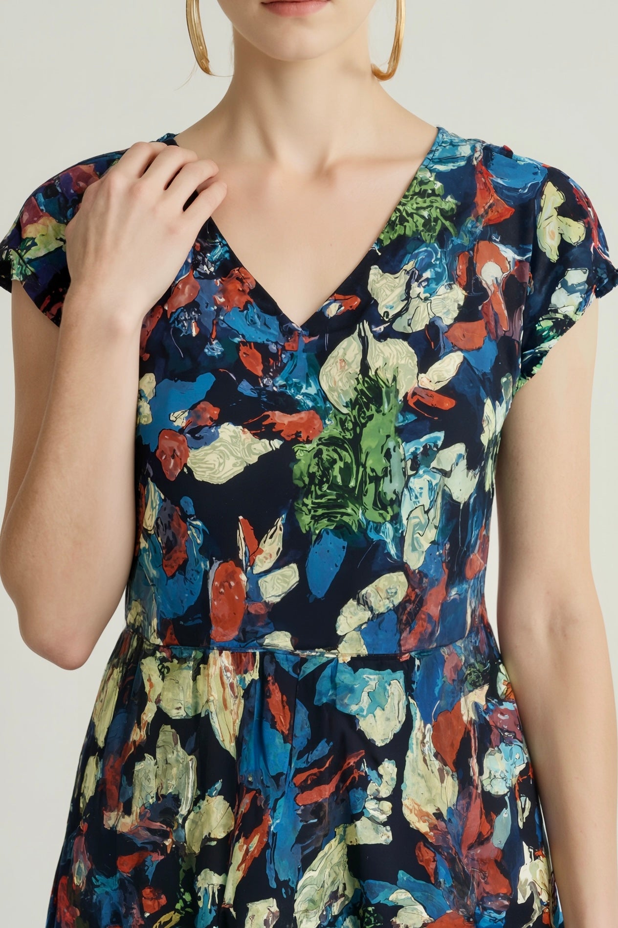 Petal Forest V-Neck Tiered Dress