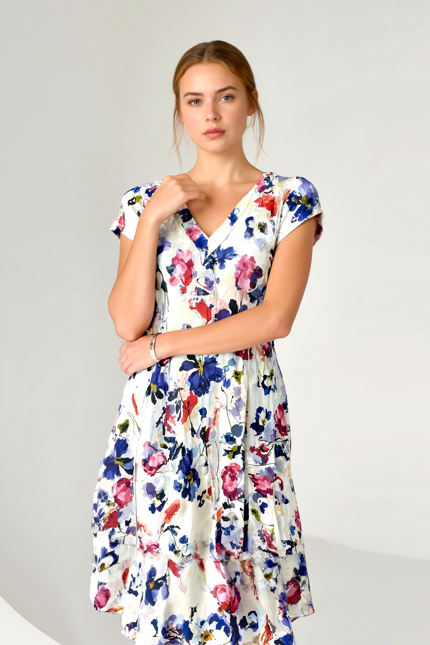 Petal Purple V-Neck Tiered Dress