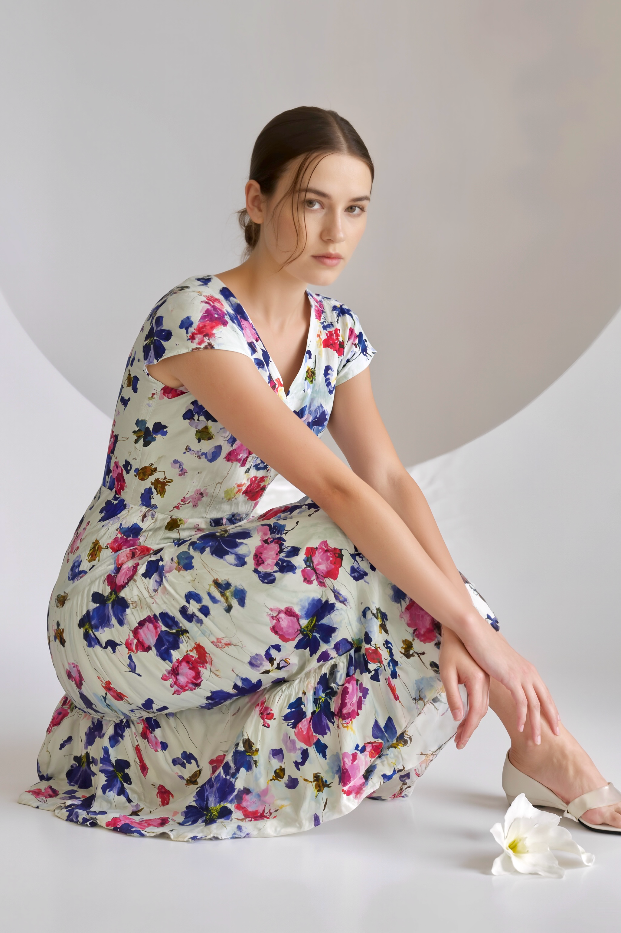 Petal Purple V-Neck Tiered Dress