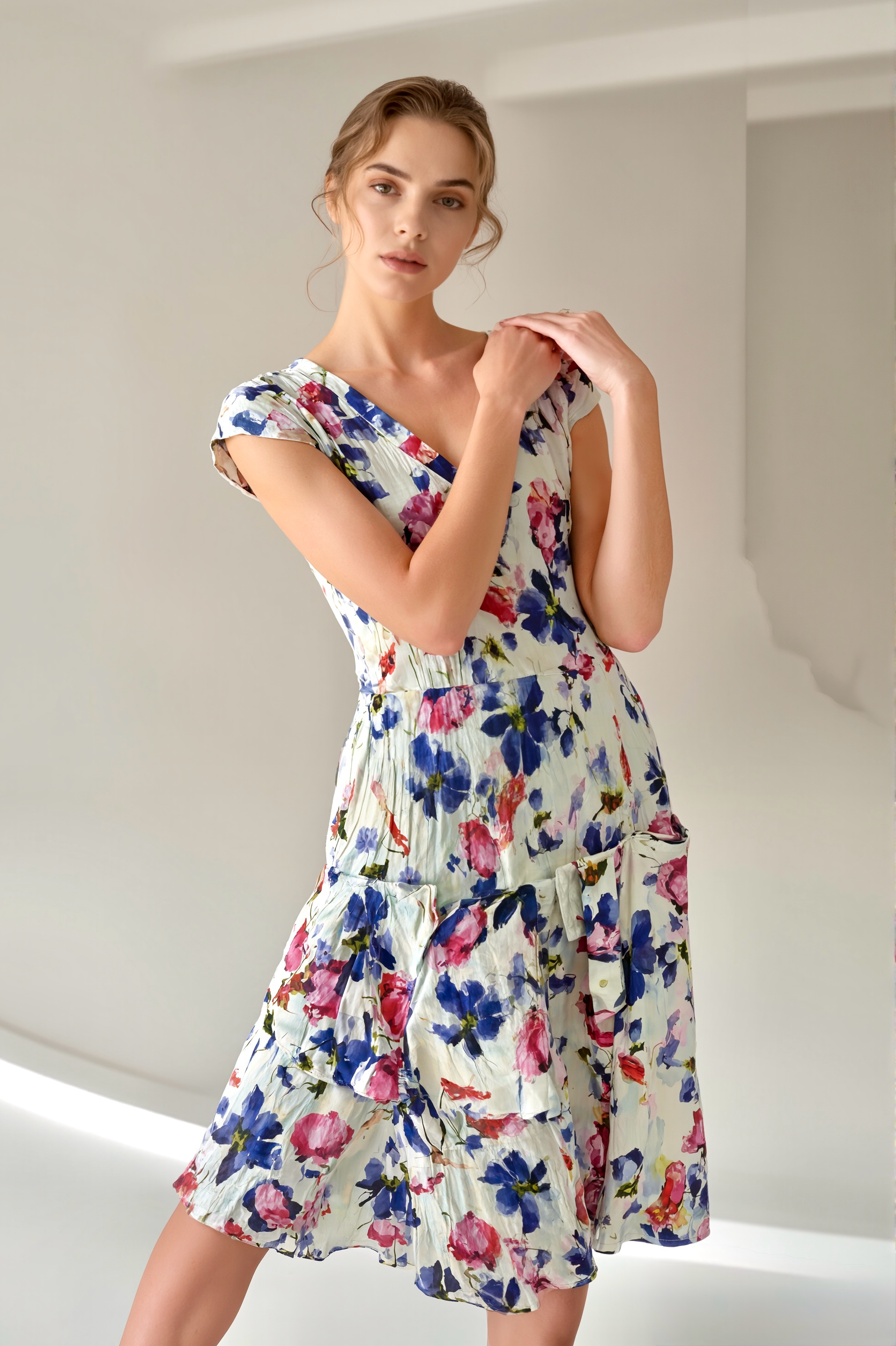 Petal Purple V-Neck Tiered Dress