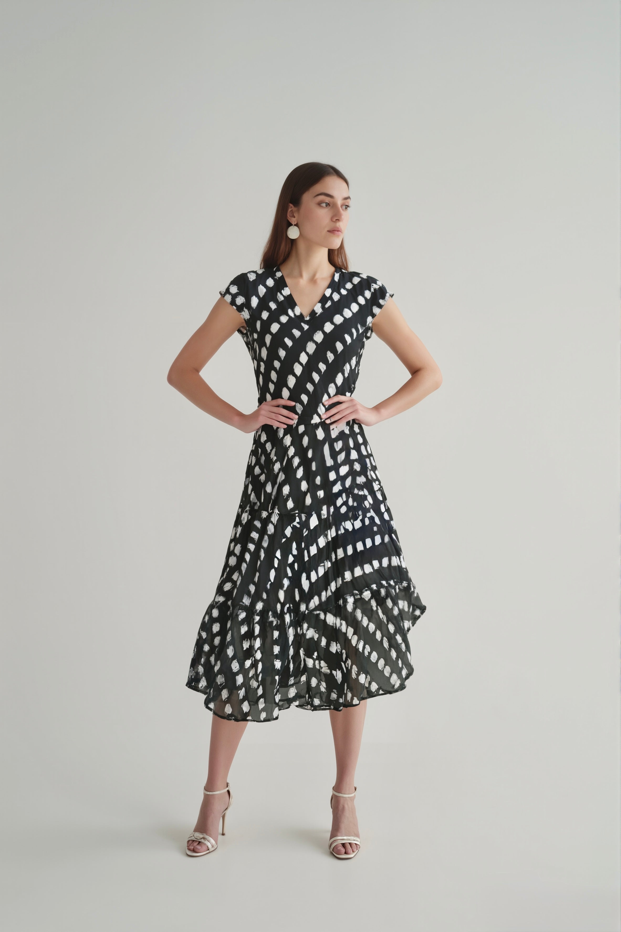 Modern Muse V-Neck A-Line Midi Dress