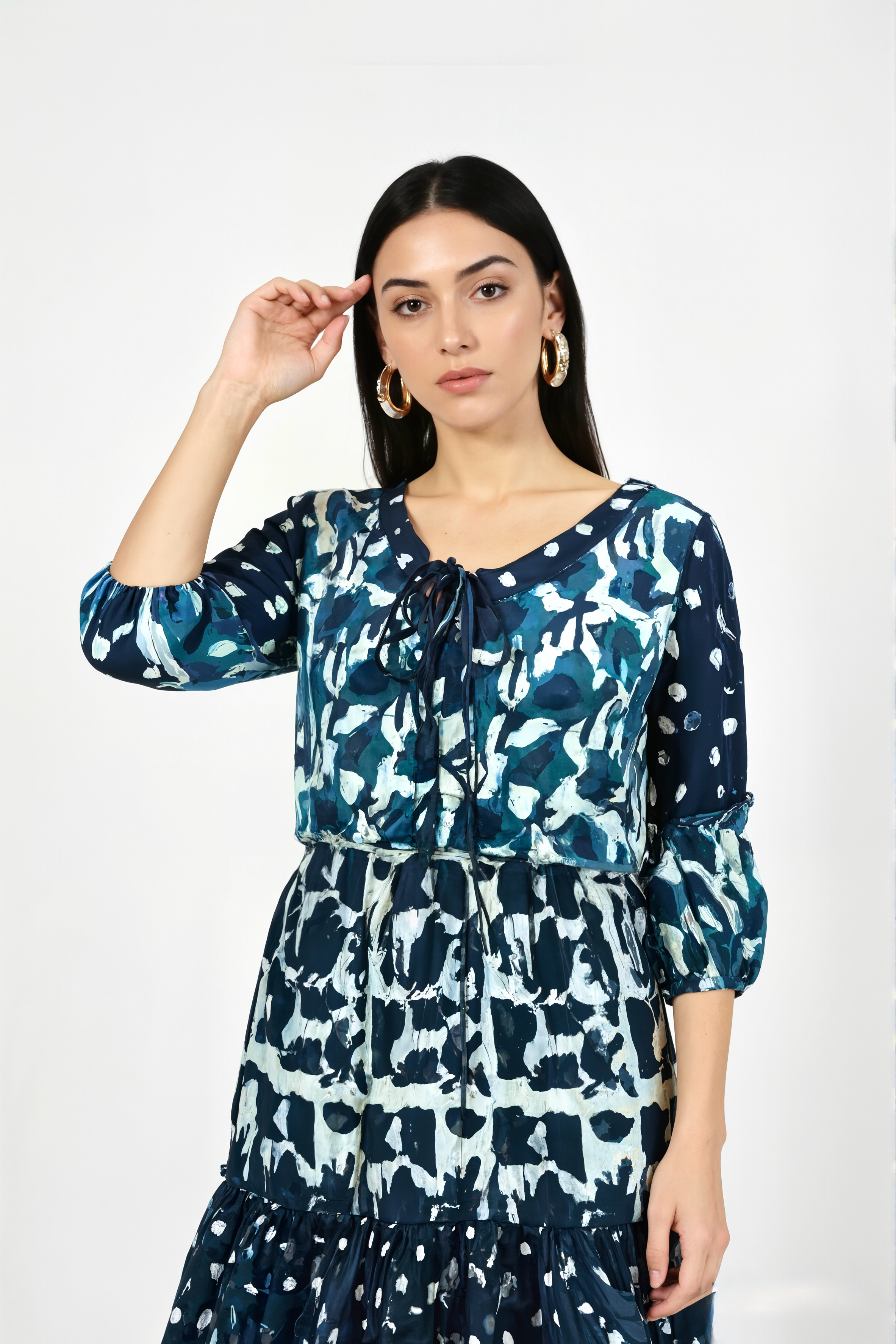 Midnight Mingle Abstract & Polka Dot A-Line Dress