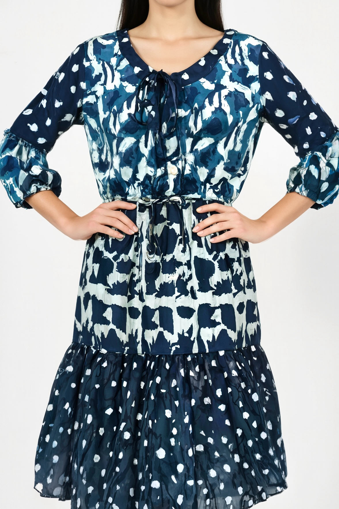 Midnight Mingle Abstract & Polka Dot A-Line Dress