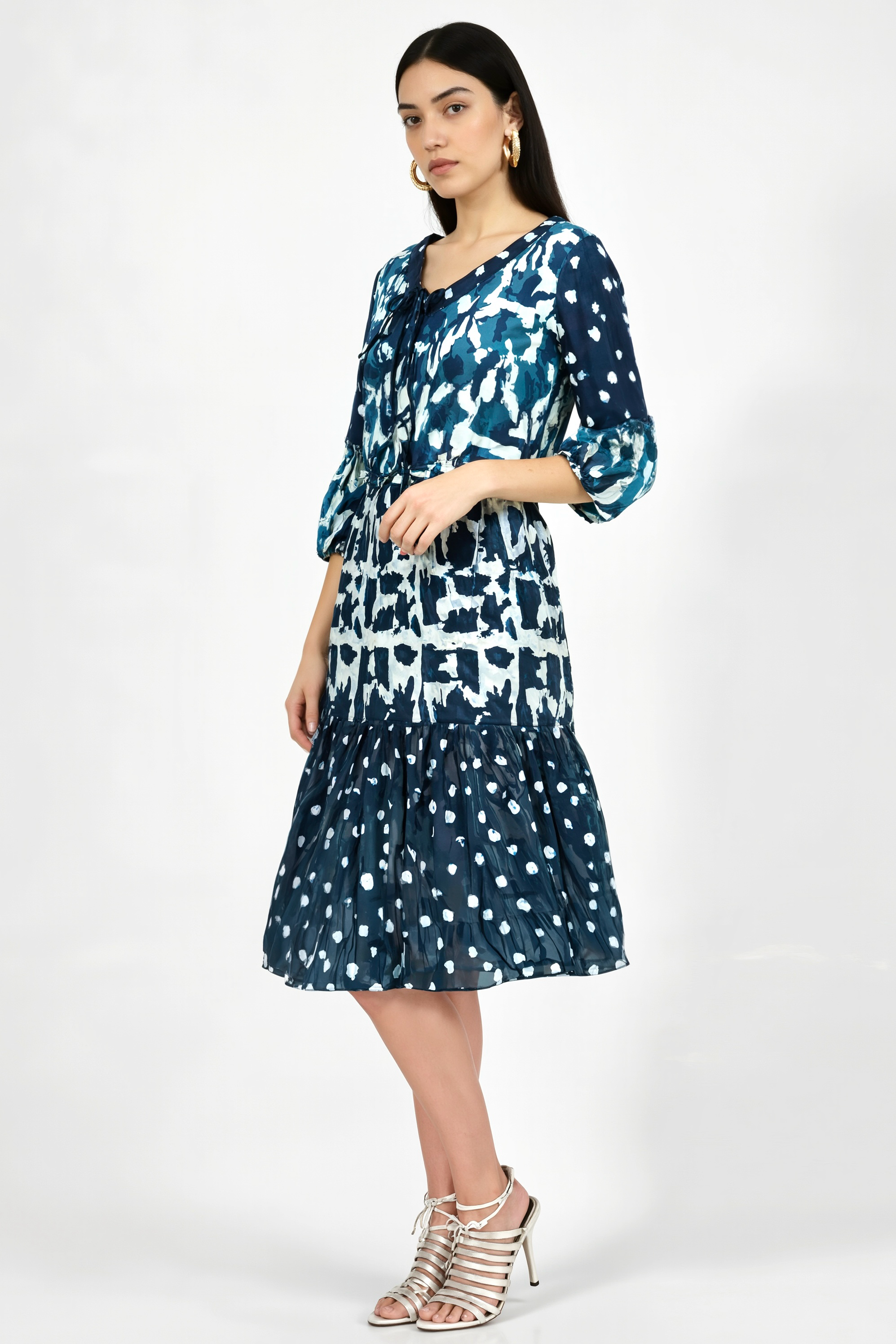 Midnight Mingle Abstract & Polka Dot A-Line Dress