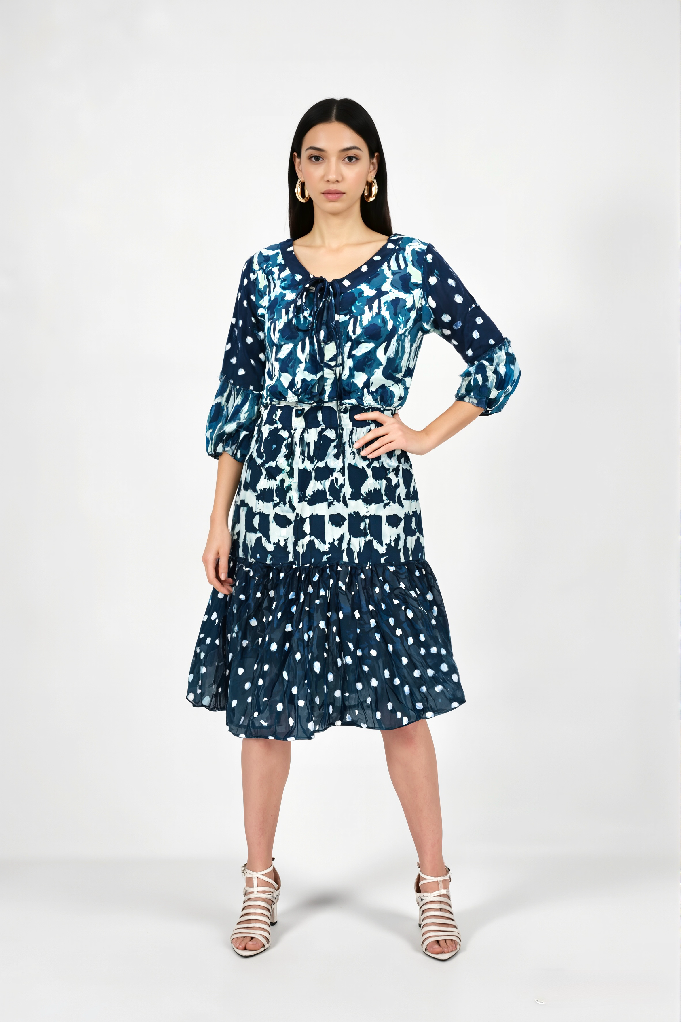 Midnight Mingle Abstract & Polka Dot A-Line Dress